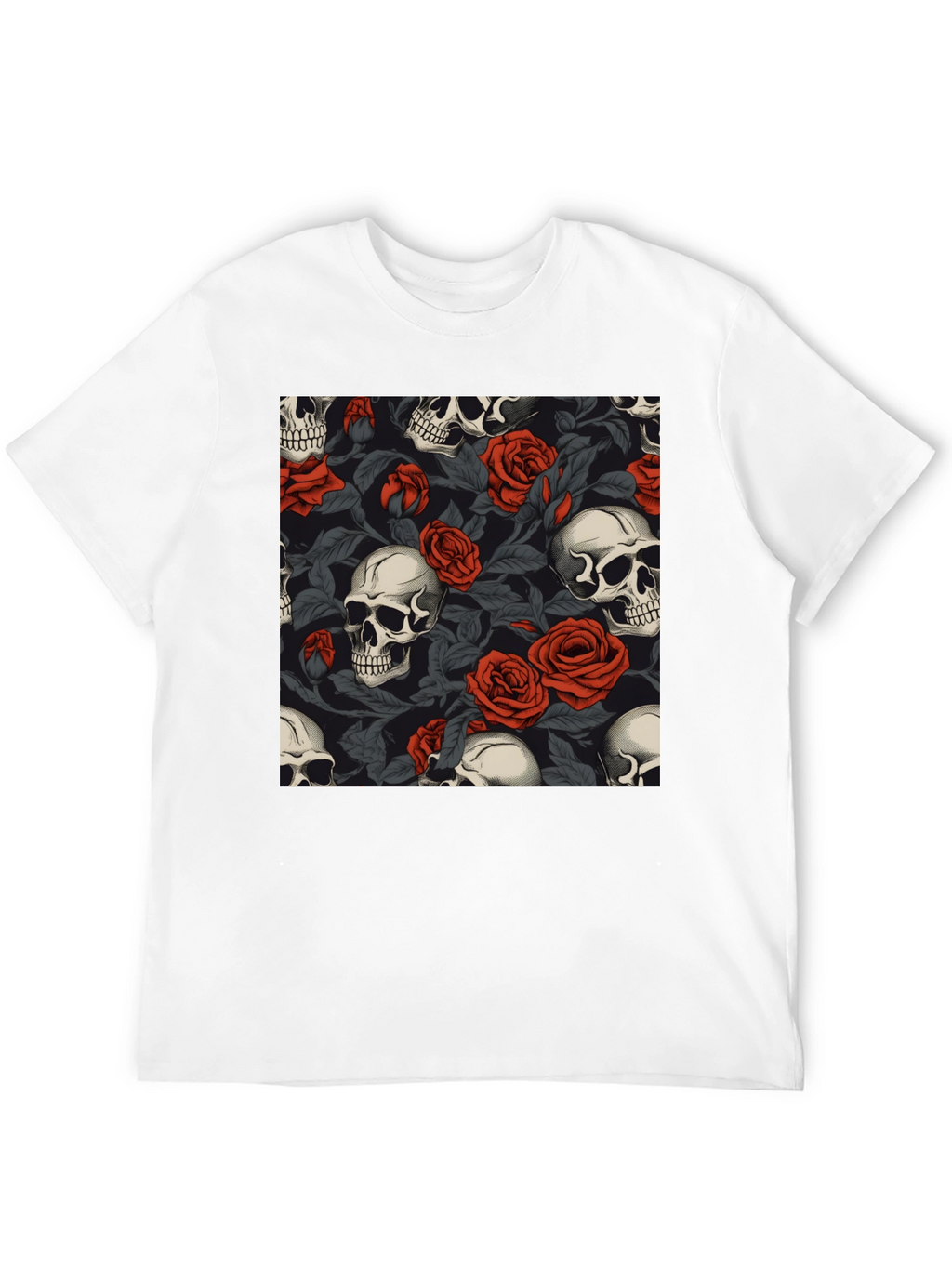 Skull & Roses Graphic Tee - Gothic Style