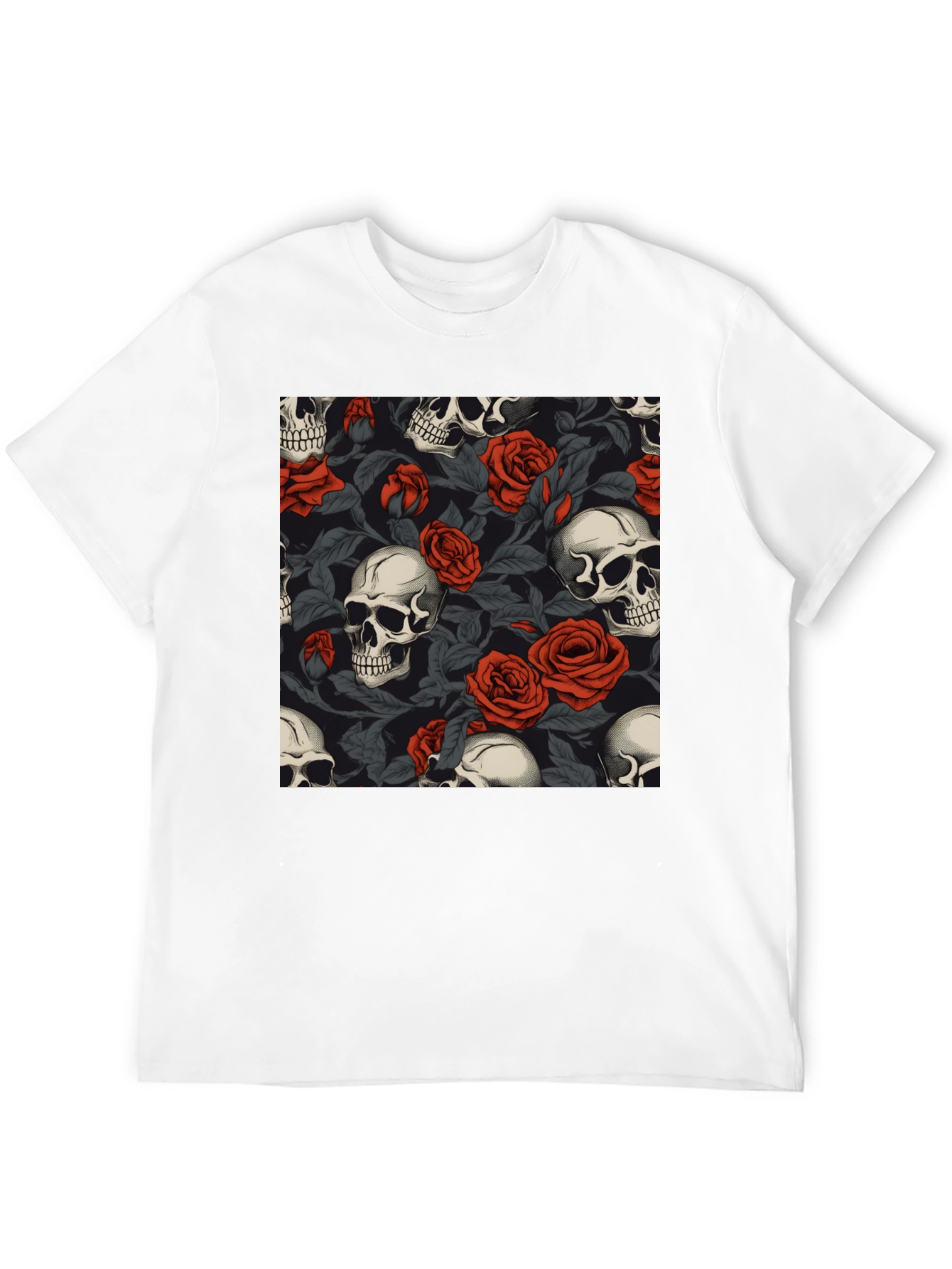 Skull & Roses Graphic Tee - Gothic Style