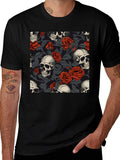 Skull & Roses Graphic Tee - Gothic Style