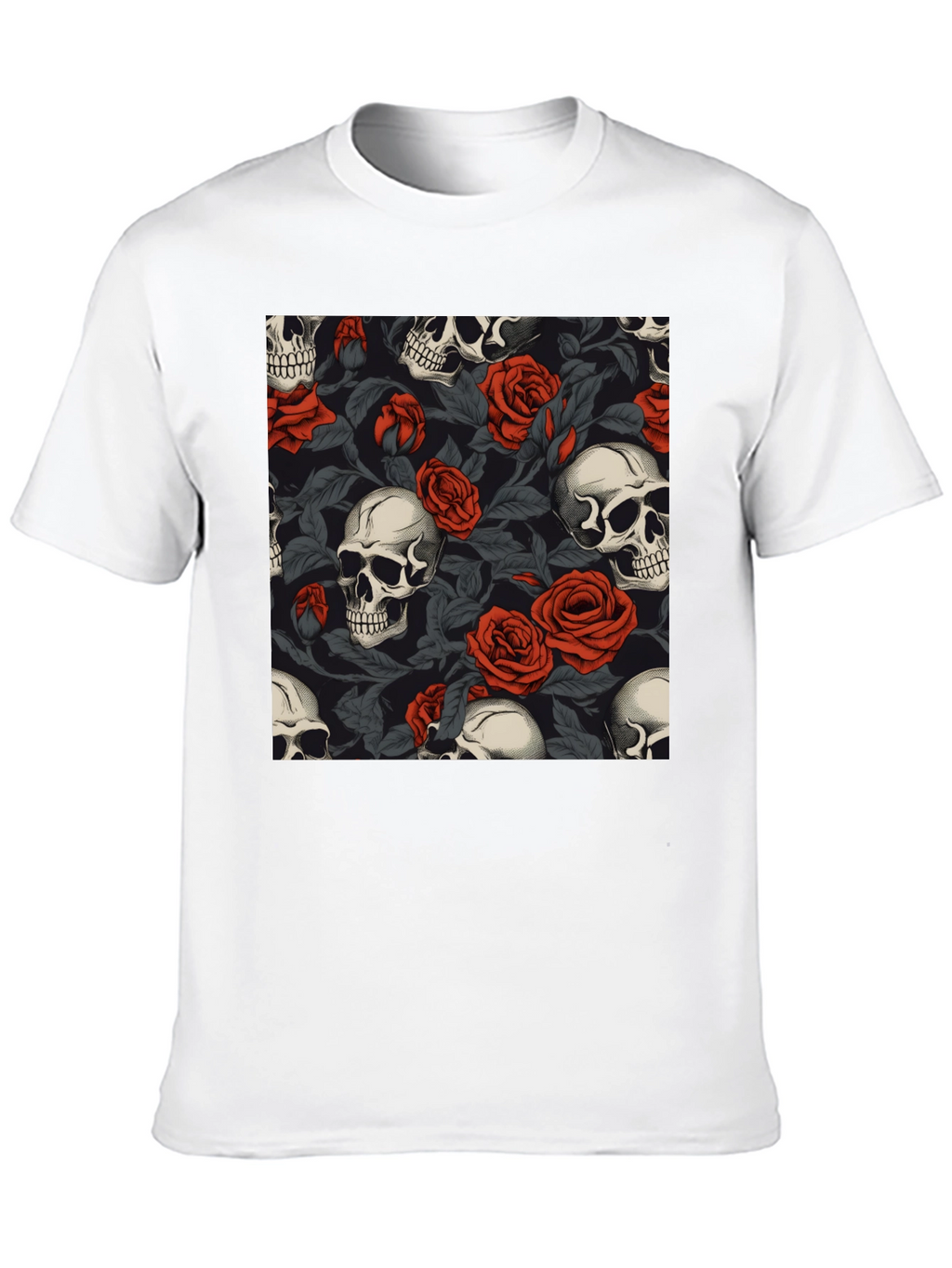 Skull & Roses Graphic Tee - Gothic Style