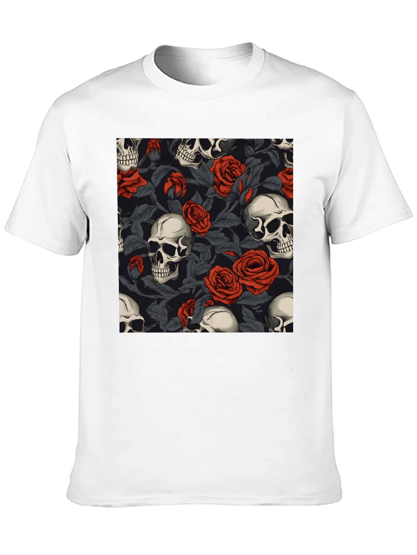 Skull & Roses Graphic Tee - Gothic Style