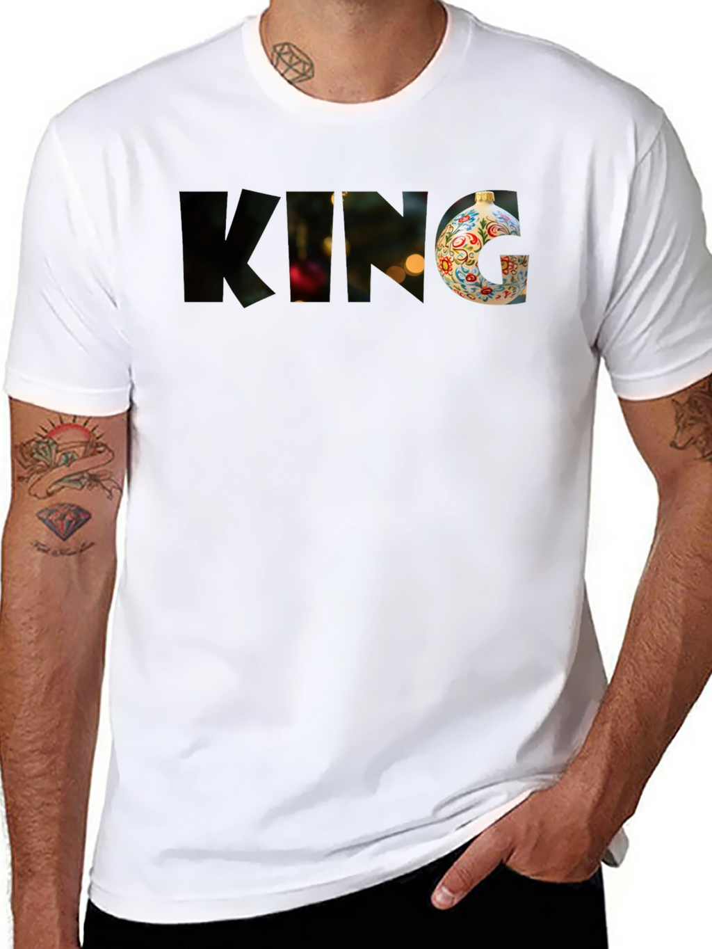 Festive King T-Shirt - Holiday Ornament Graphic Tee