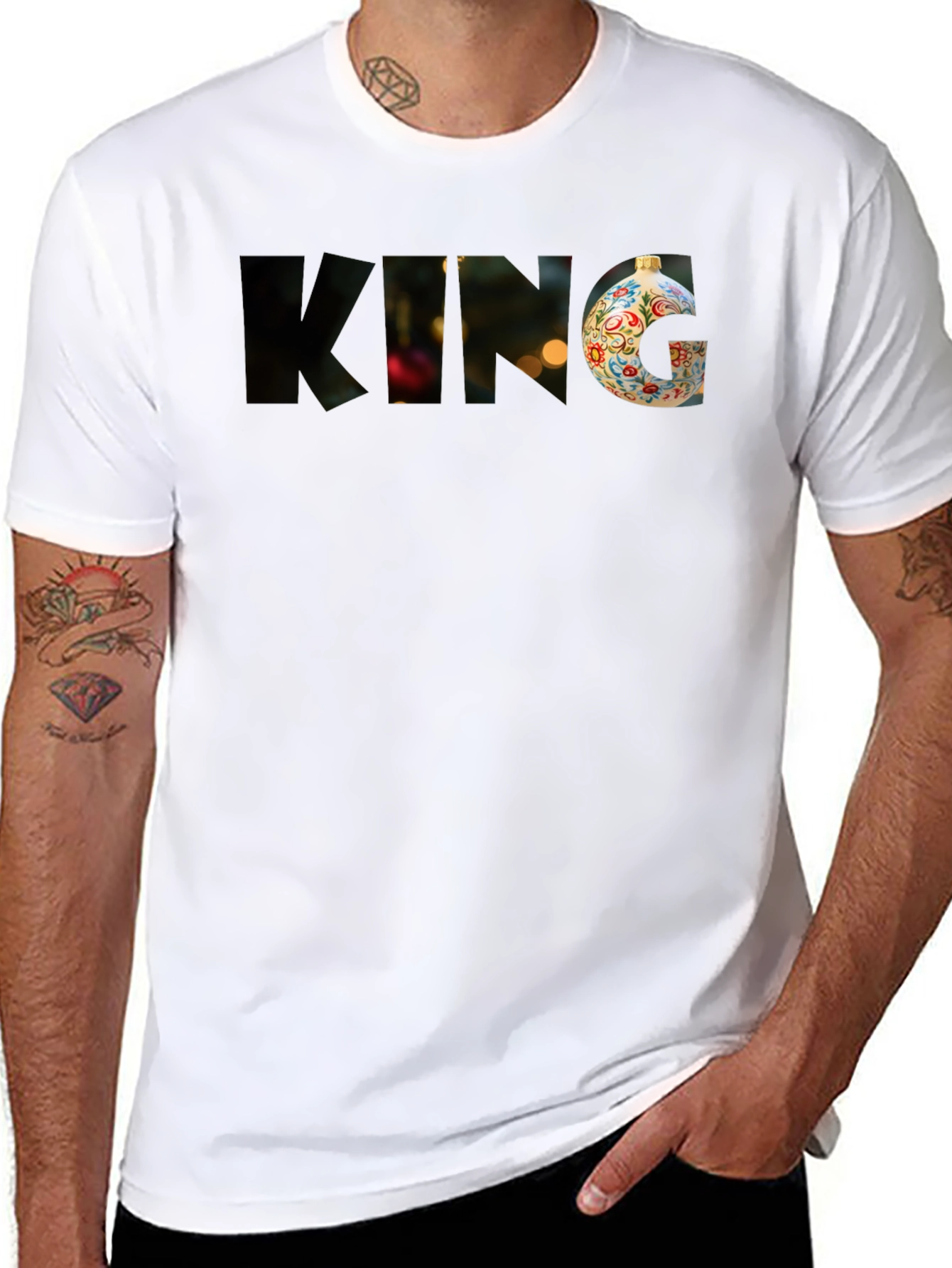 Festive King T-Shirt - Holiday Ornament Graphic Tee