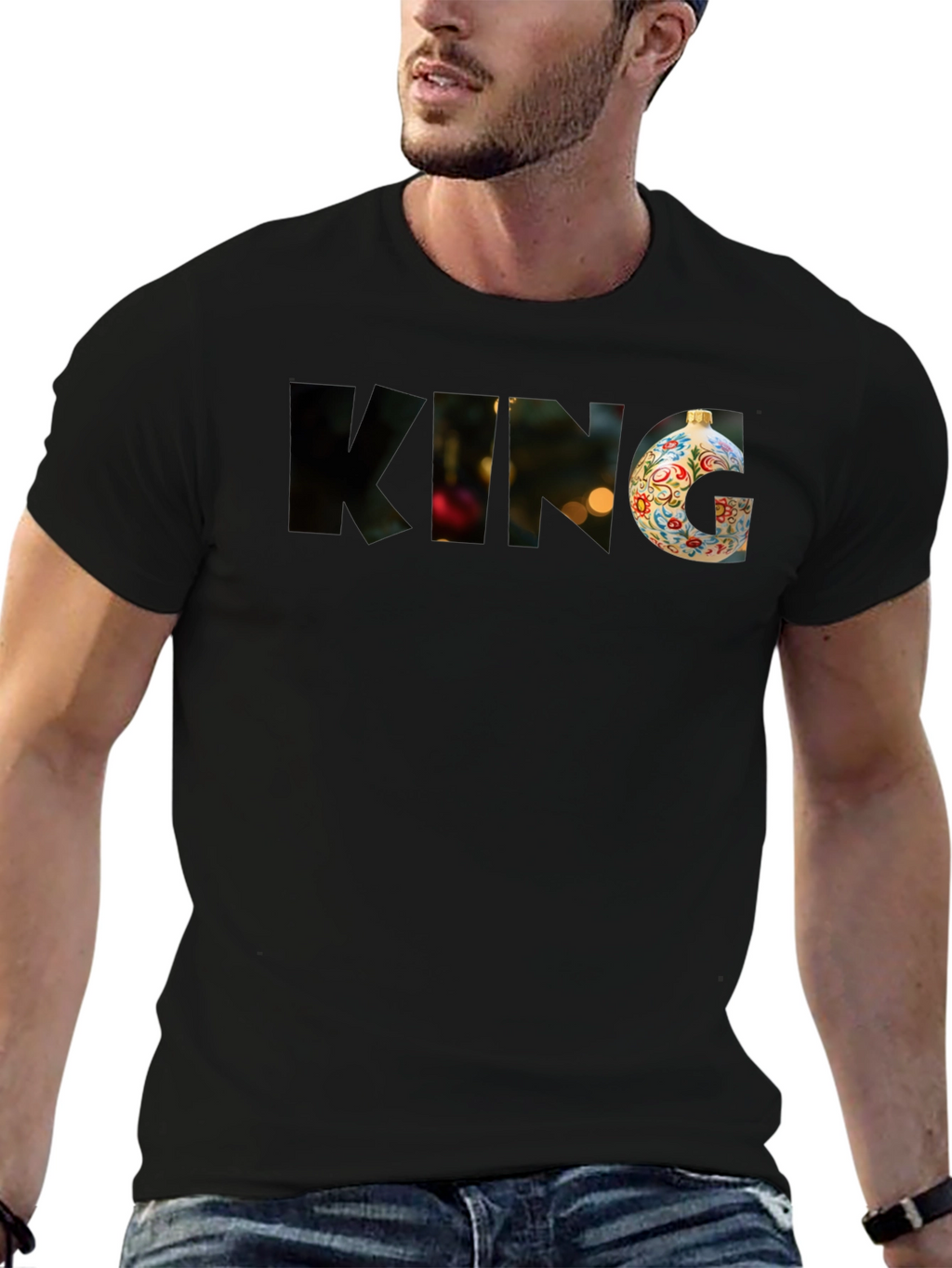 Festive King T-Shirt - Holiday Ornament Graphic Tee