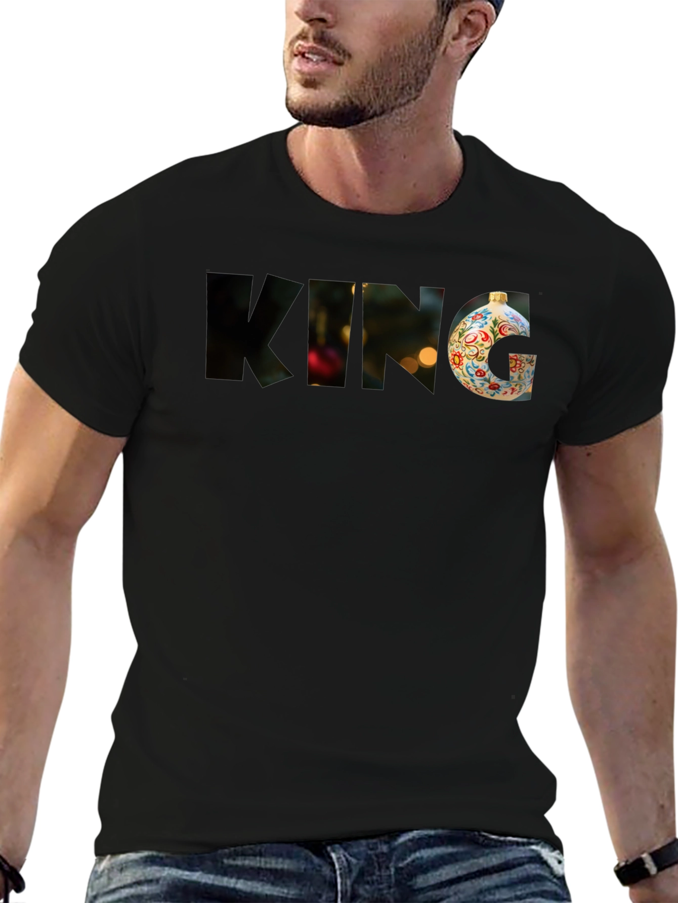 Festive King T-Shirt - Holiday Ornament Graphic Tee