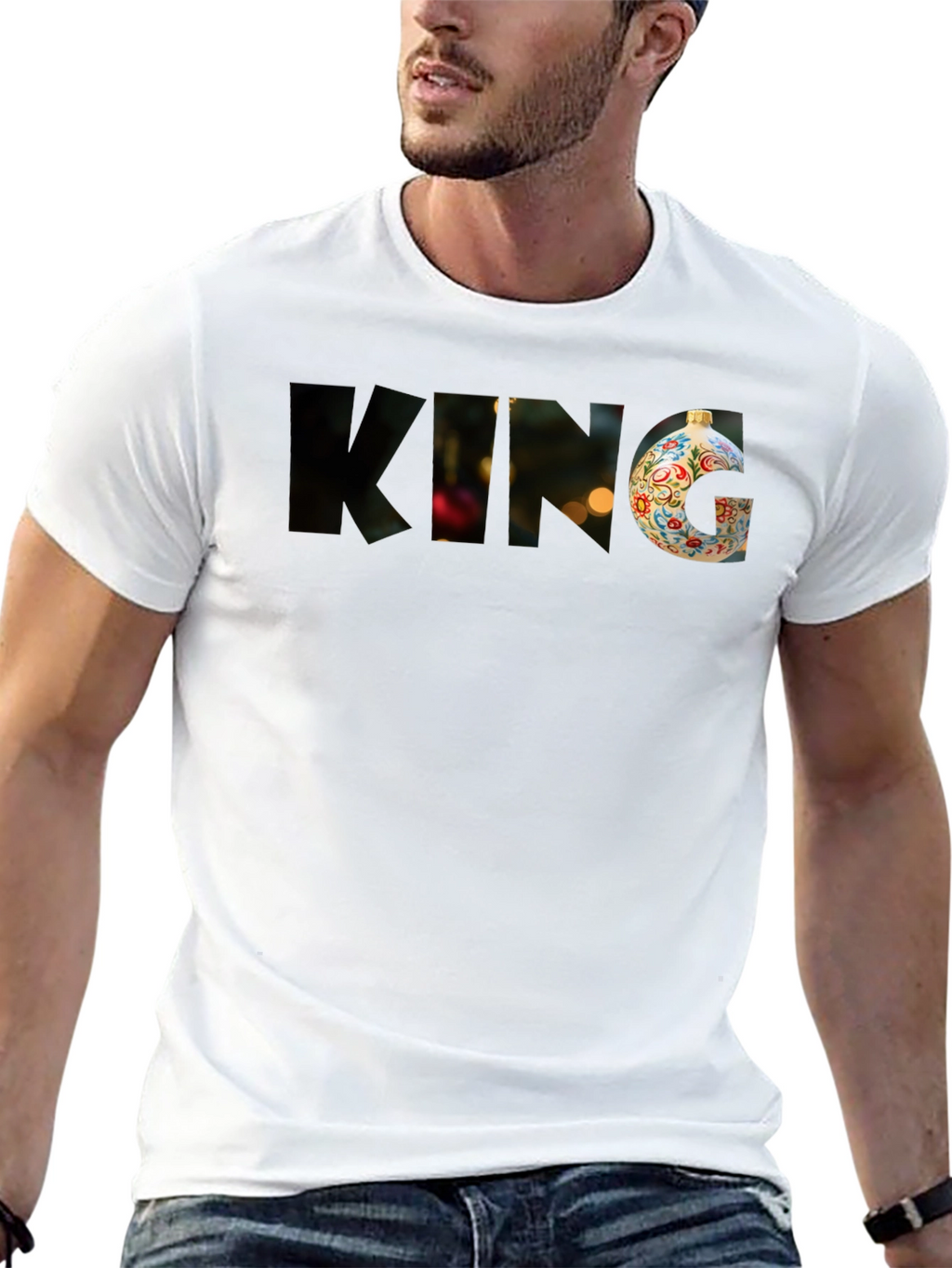 Festive King T-Shirt - Holiday Ornament Graphic Tee