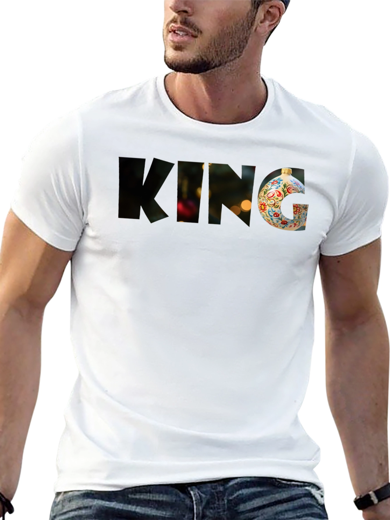 Festive King T-Shirt - Holiday Ornament Graphic Tee