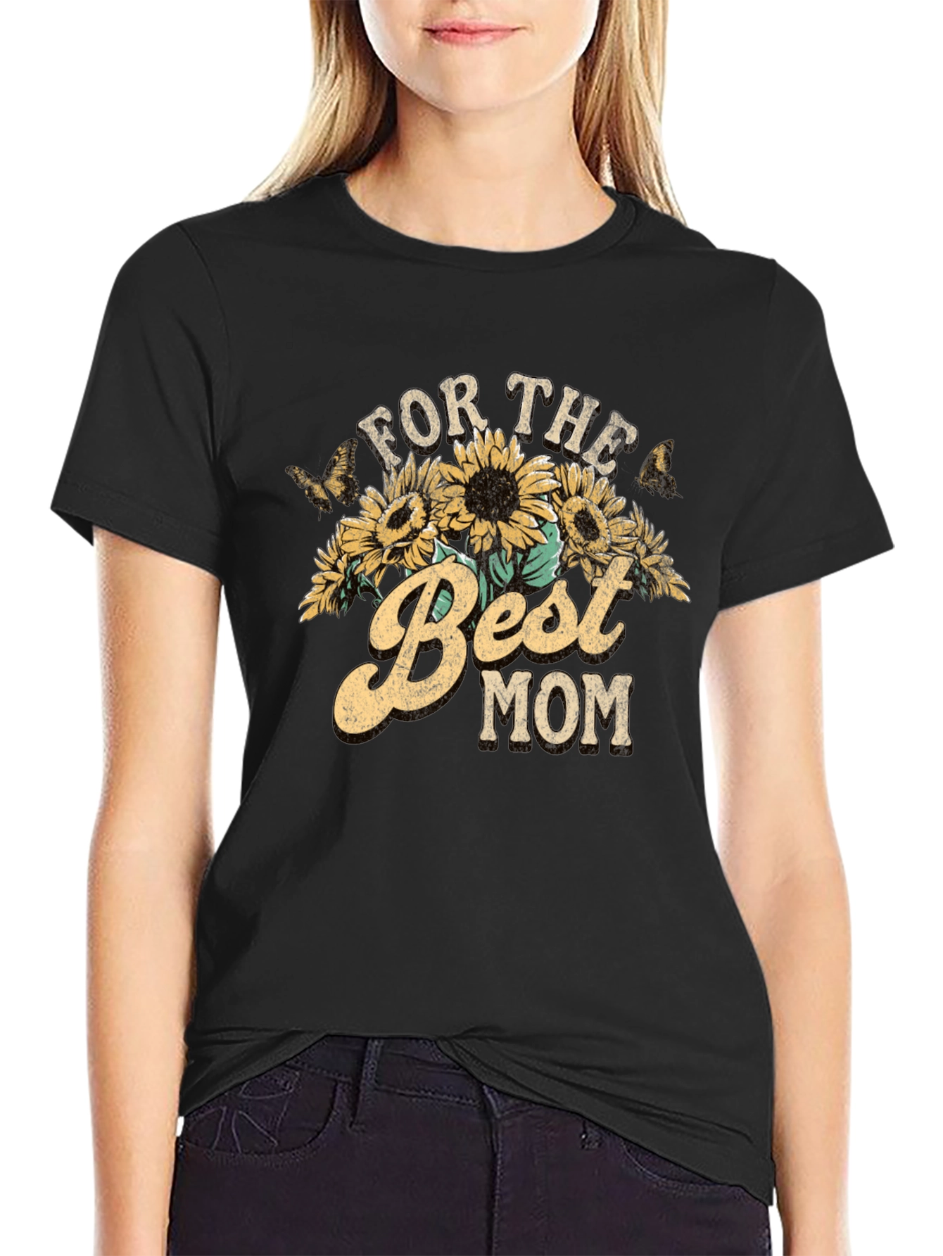 For the Best Mom Sunflower Graphic Tee