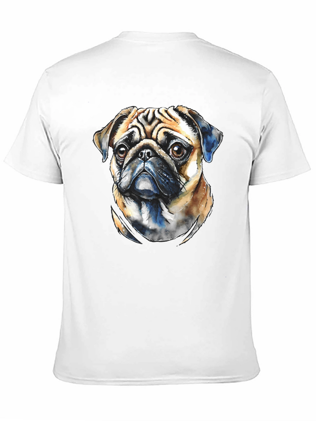 Pug Dog Portrait Graphic T-Shirt - Black