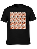 Autumnal Bird and Acorn Pattern T-Shirt