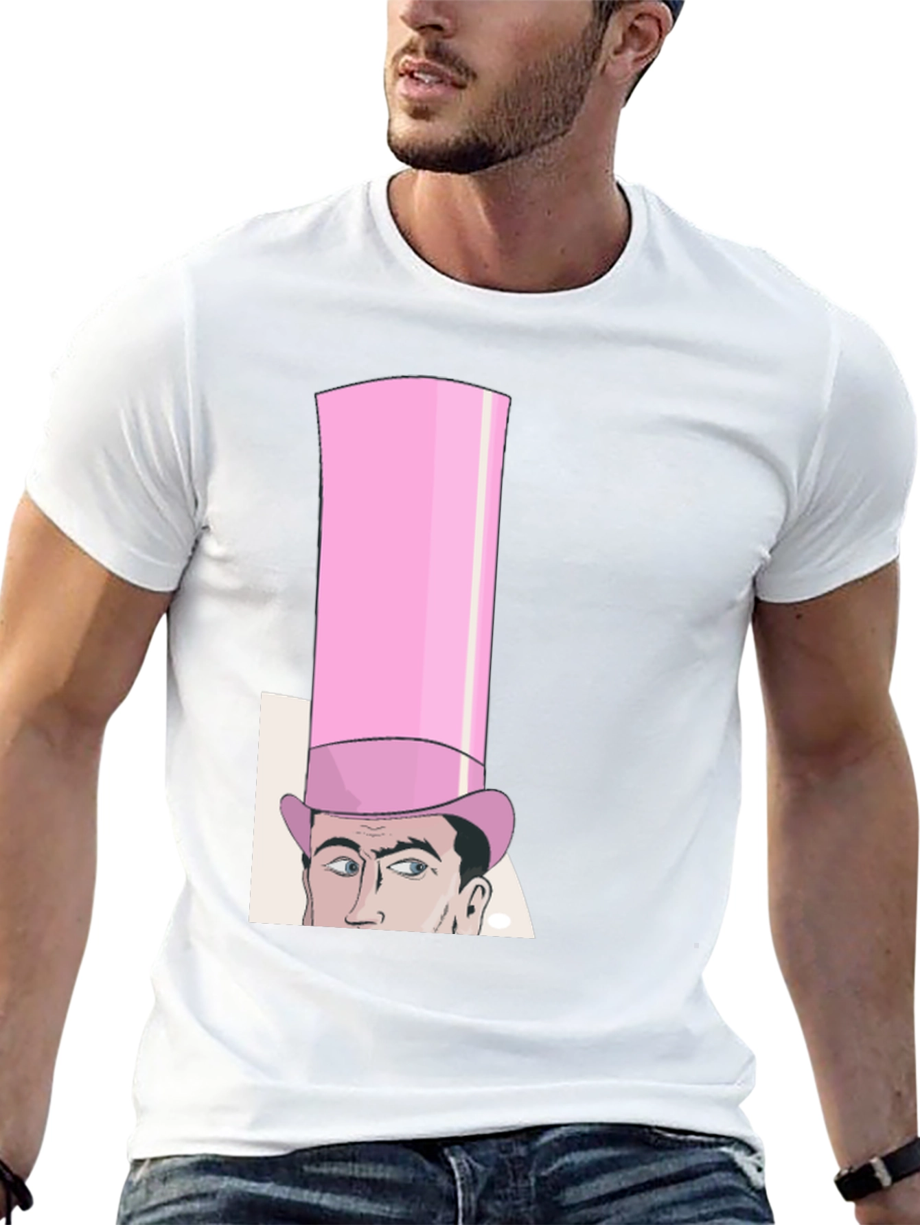 Pink Top Hat Cartoon Graphic Tee