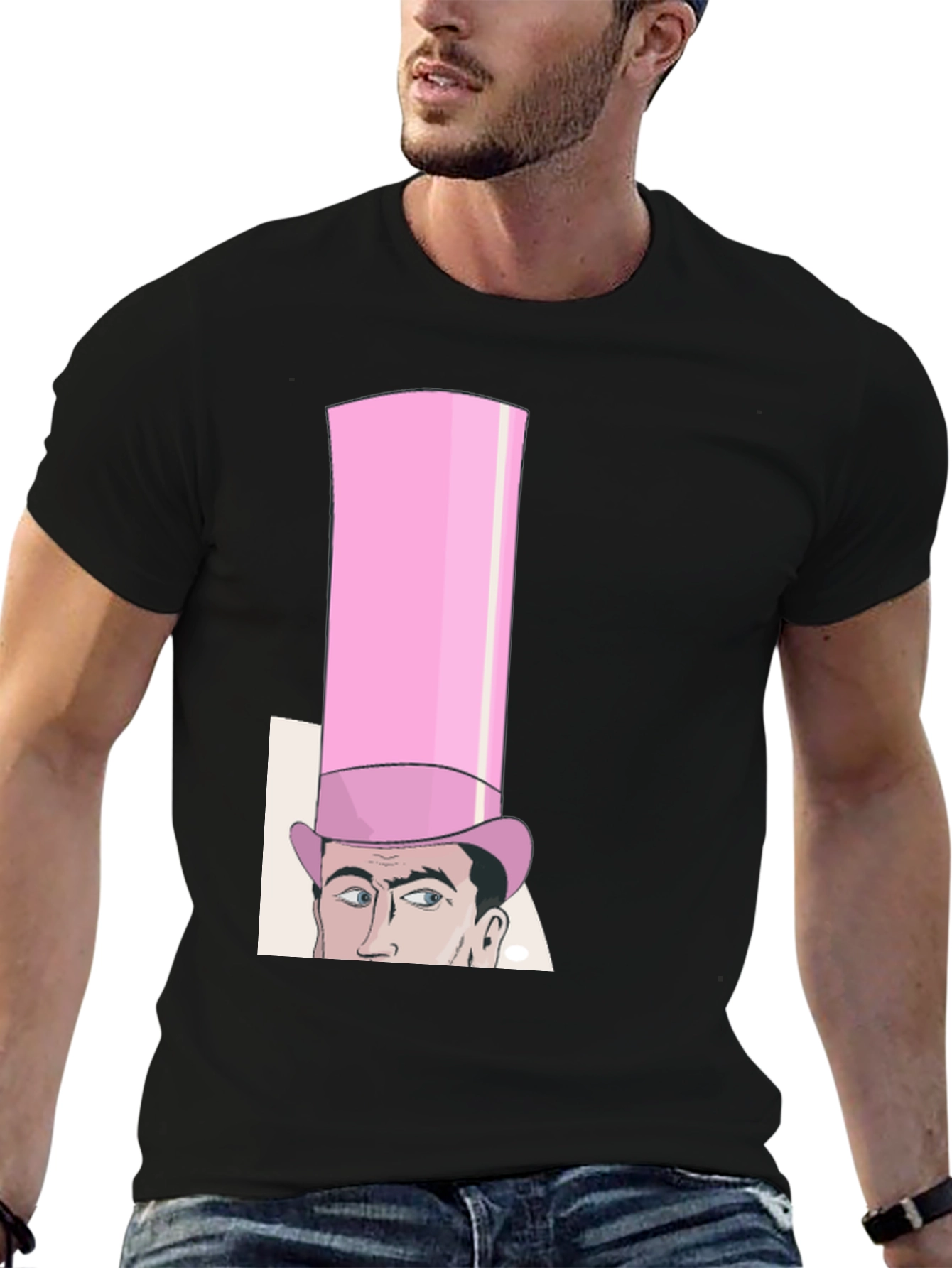 Pink Top Hat Cartoon Graphic Tee