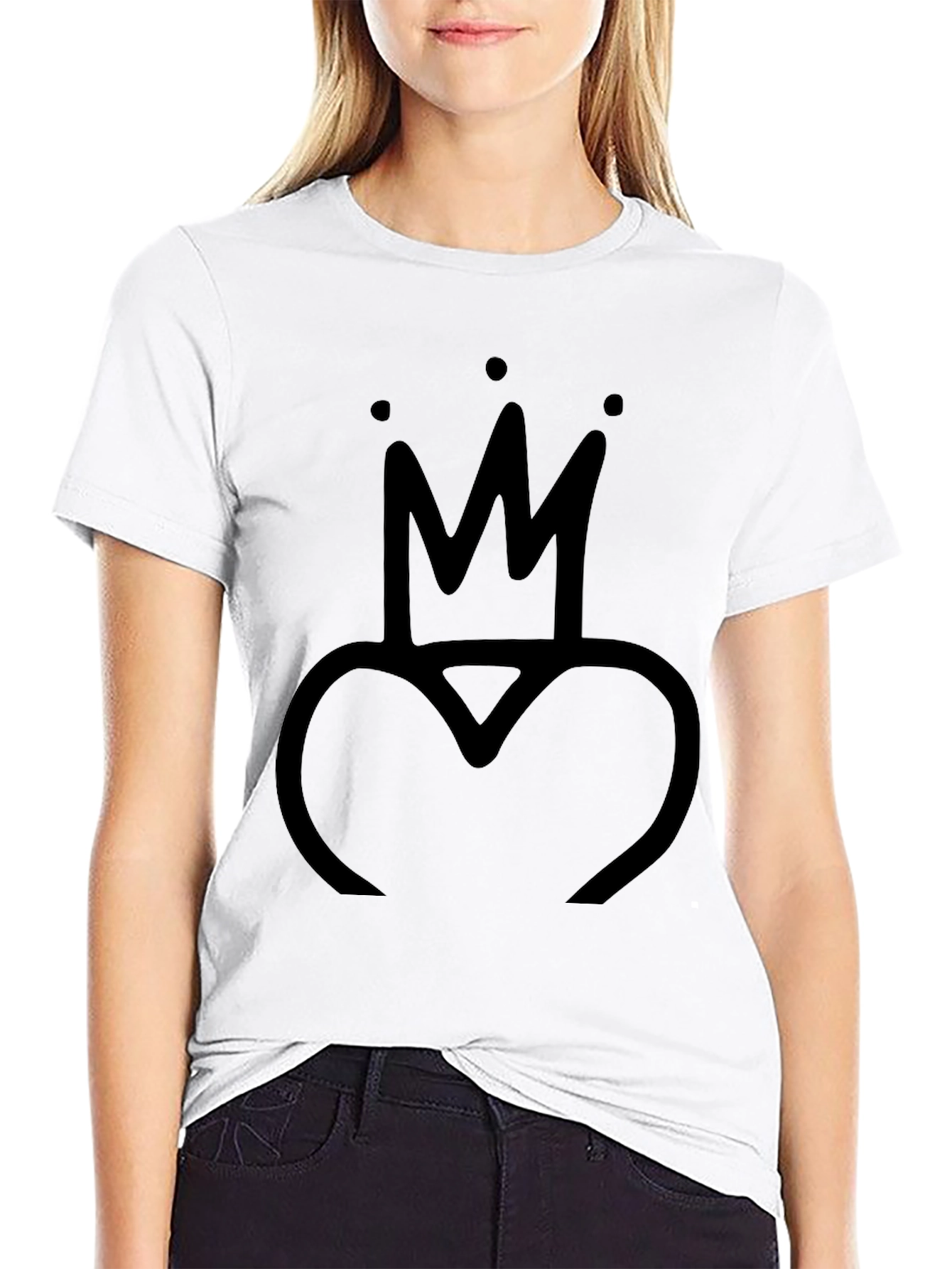 Crown Heart Graphic Tee - Black