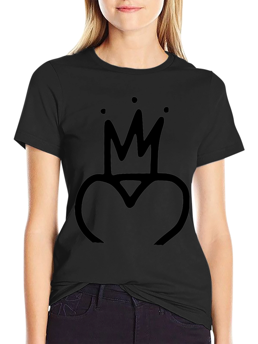 Crown Heart Graphic Tee - Black