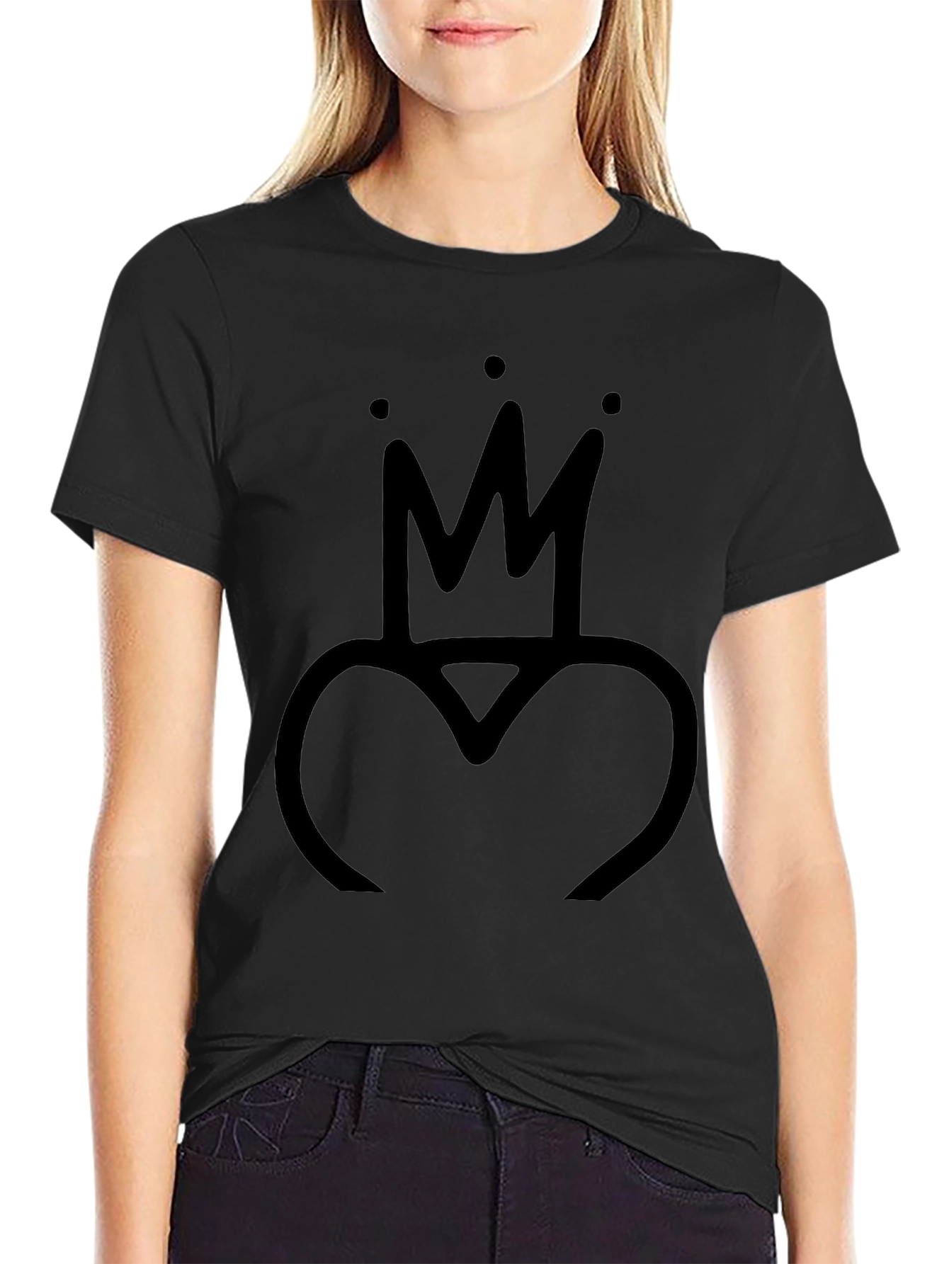 Crown Heart Graphic Tee - Black