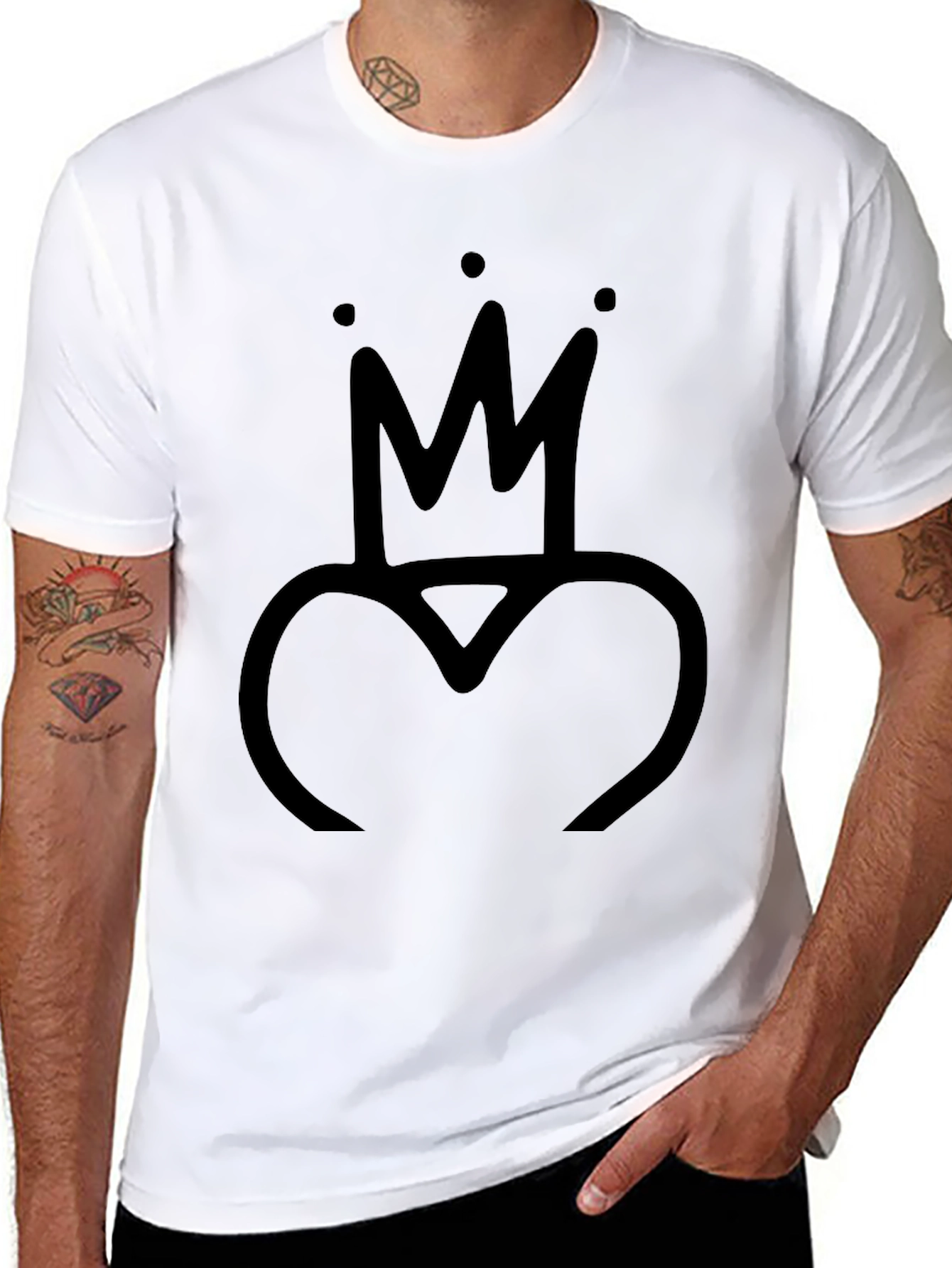 Crown Heart Graphic Tee - Black