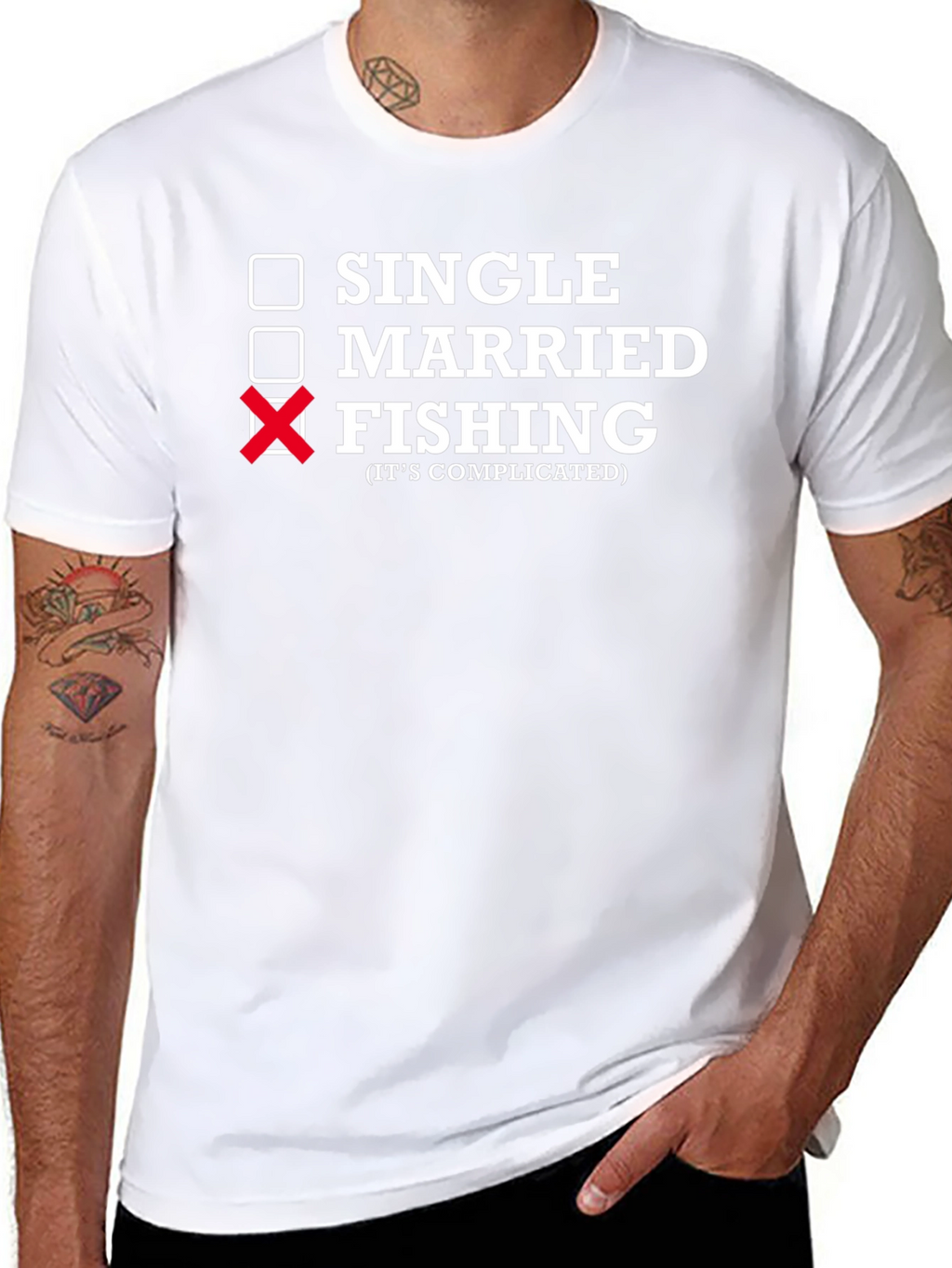 Fishing Its Complicated Black Graphic T-Shirt