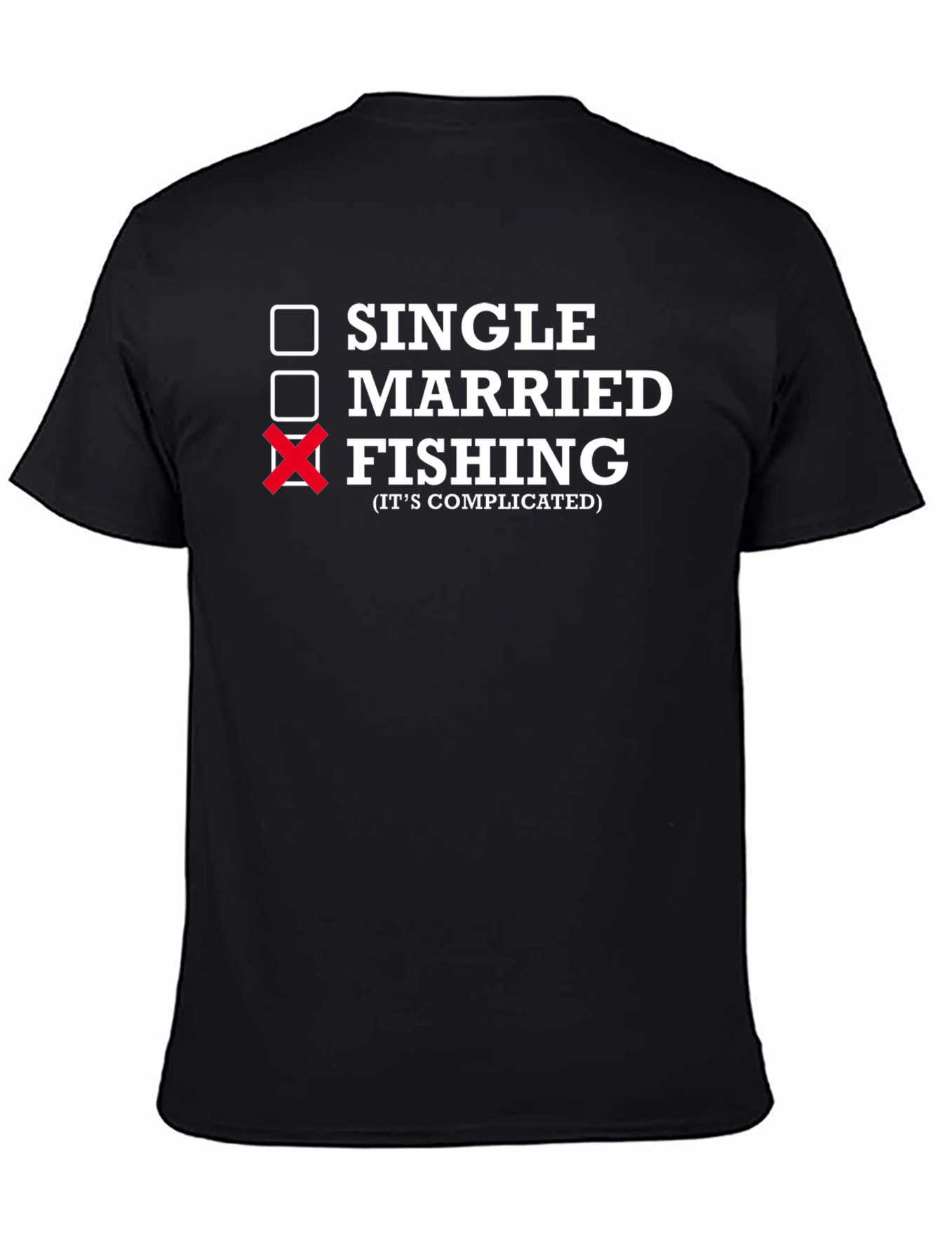 Fishing Its Complicated Black Graphic T-Shirt