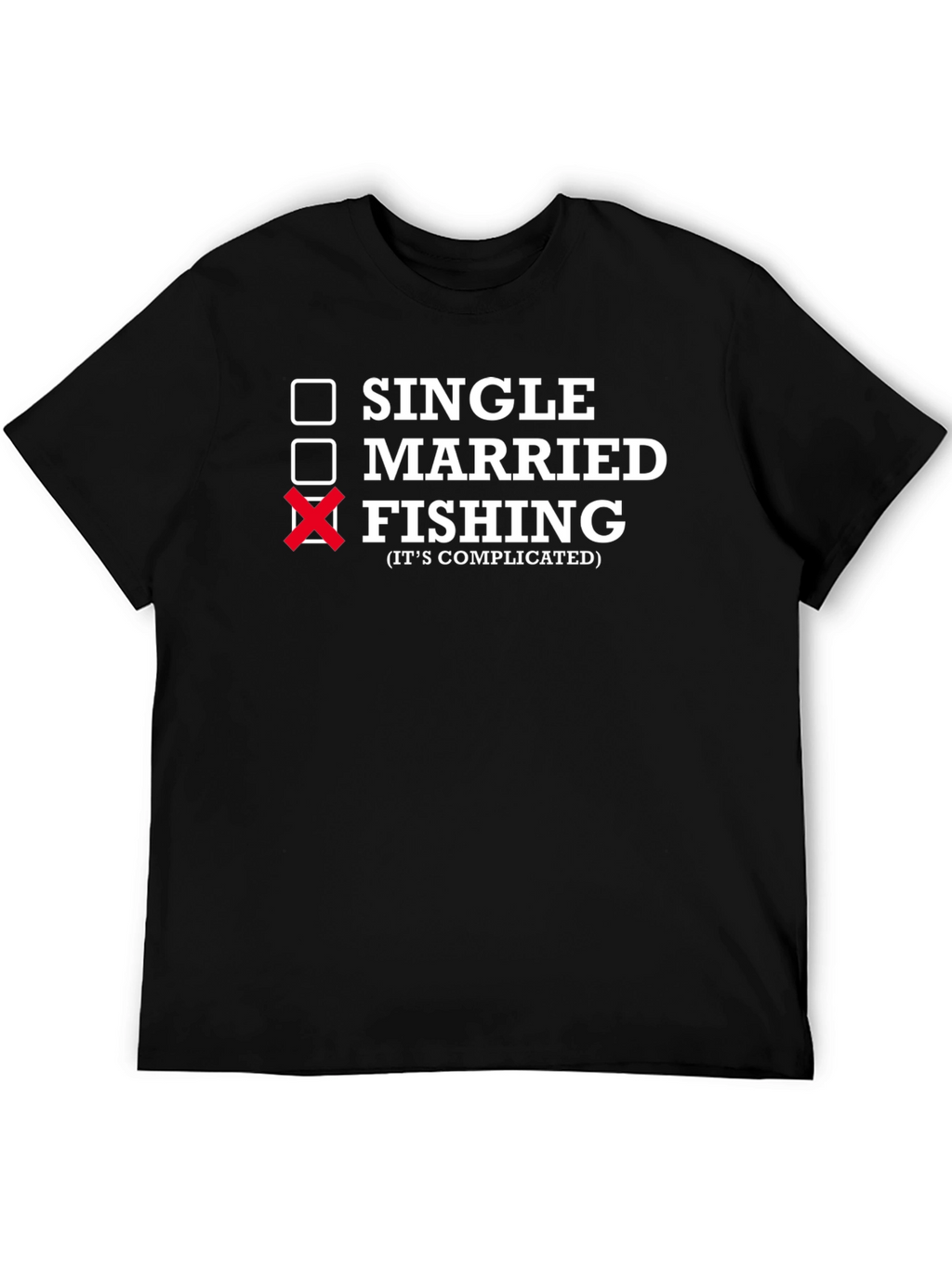 Fishing Its Complicated Black Graphic T-Shirt