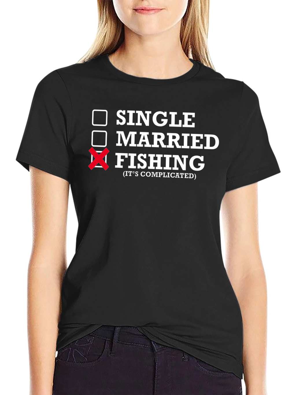Fishing Its Complicated Black Graphic T-Shirt