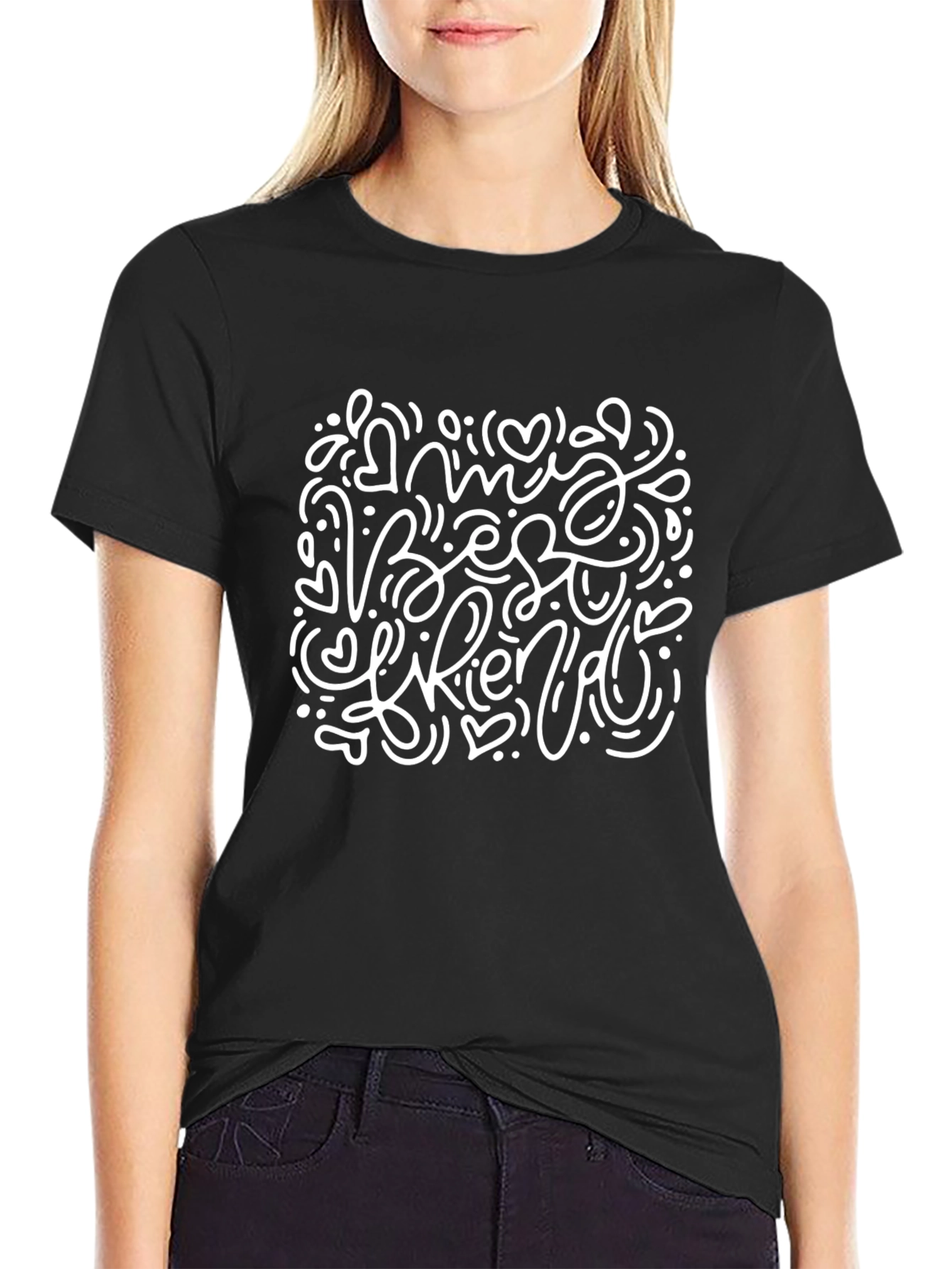 My Best Friend Doodle Black T-Shirt
