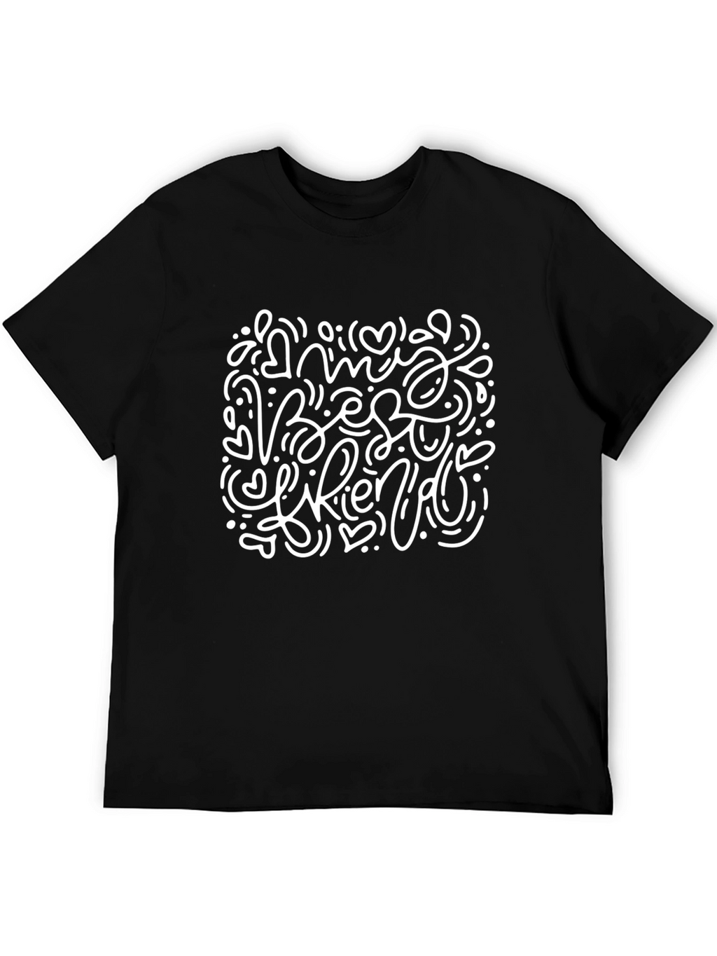 My Best Friend Doodle Black T-Shirt