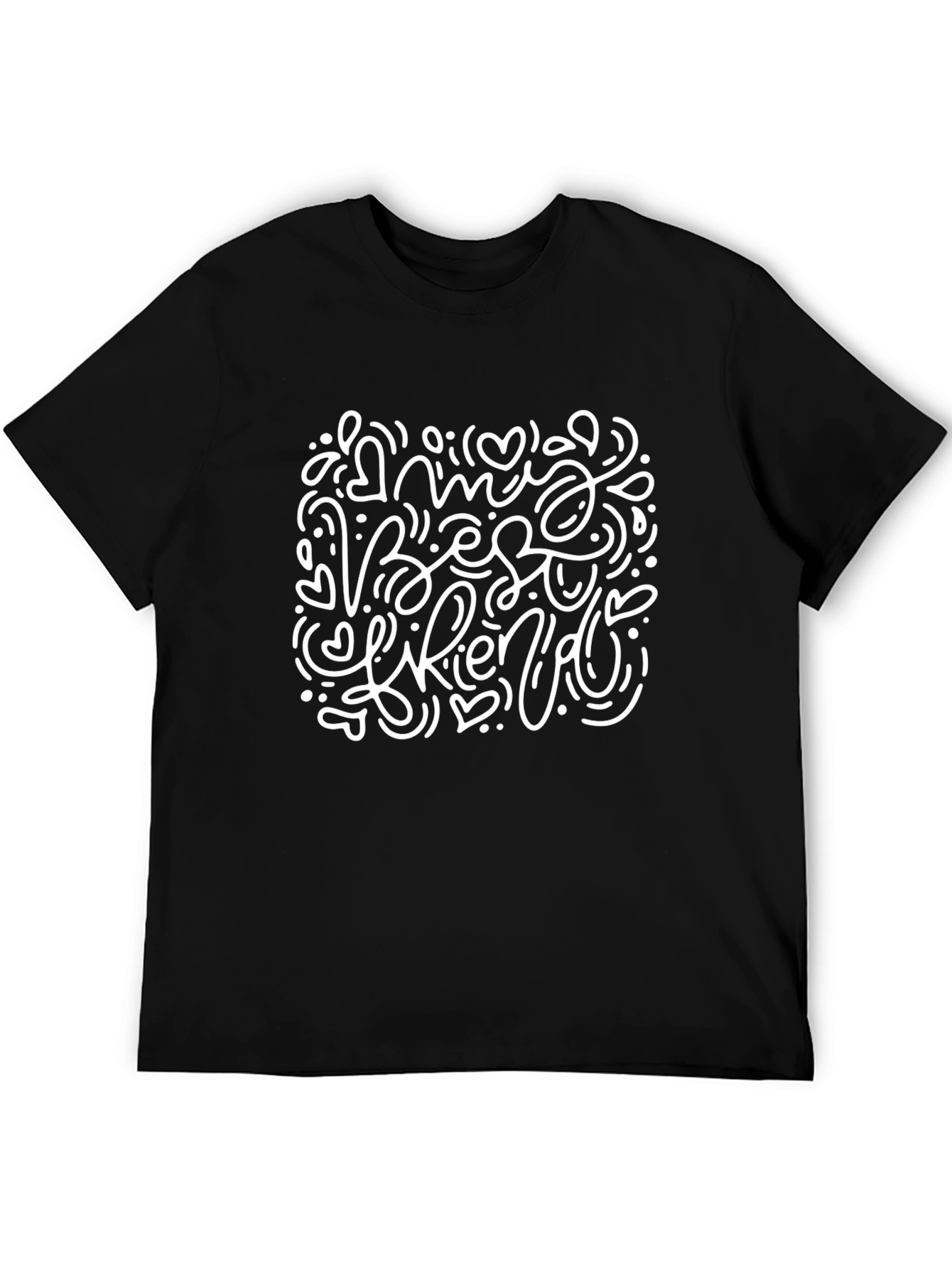 My Best Friend Doodle Black T-Shirt