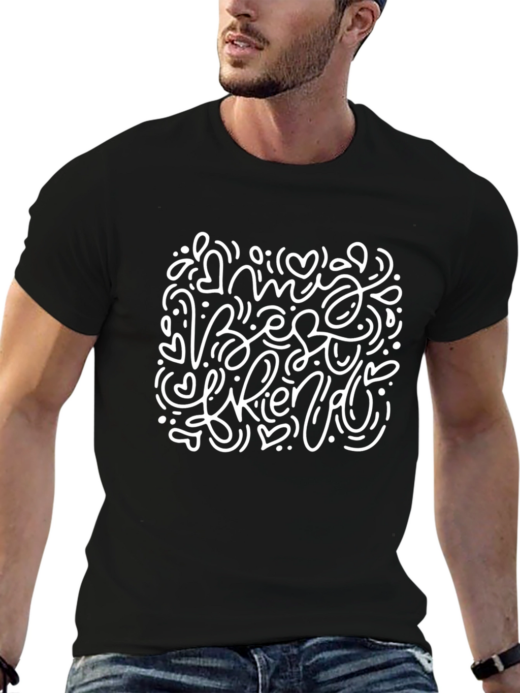My Best Friend Doodle Black T-Shirt