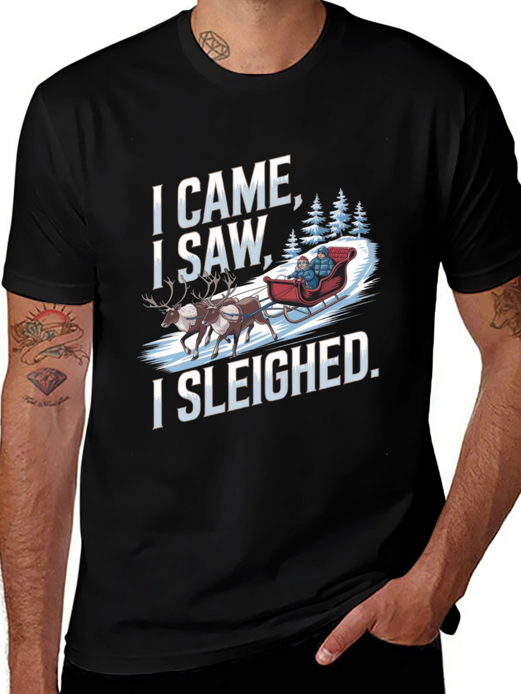 I Came I Saw I Sleighed Funny Holiday T-Shirt