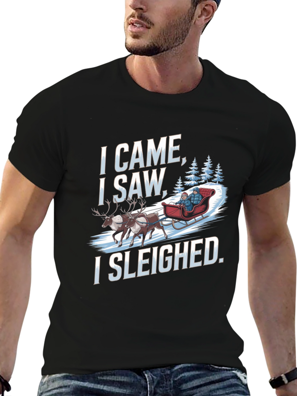 I Came I Saw I Sleighed Funny Holiday T-Shirt