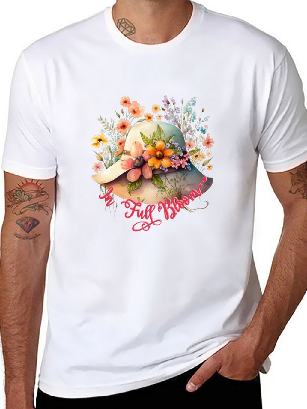 Floral Hat T-Shirt - In Full Bloom Design