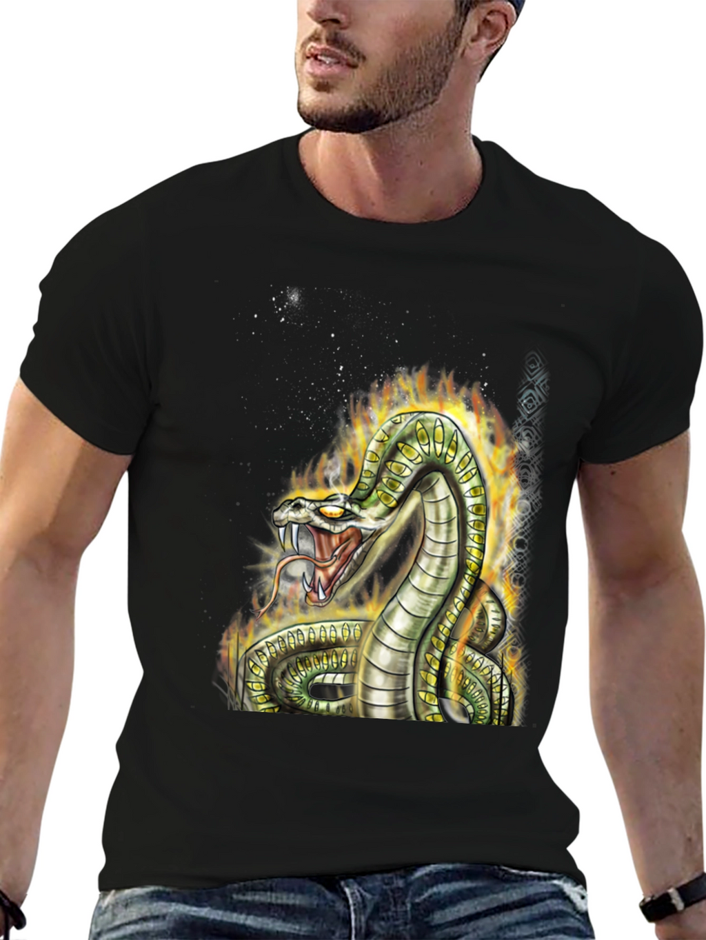 Mens Black Snake Graphic Tee