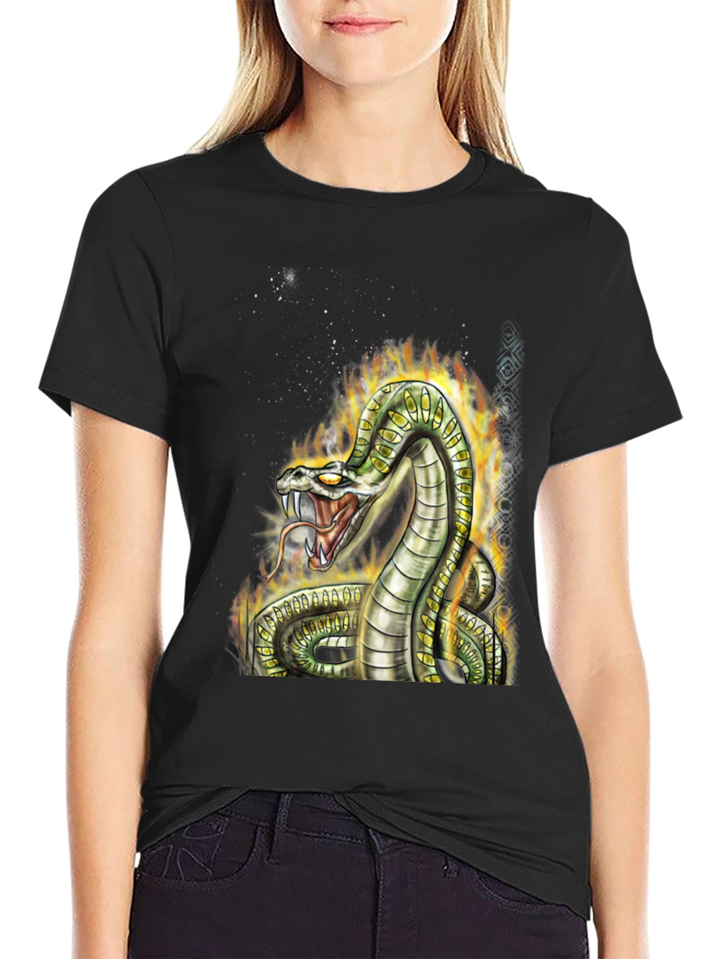Mens Black Snake Graphic Tee