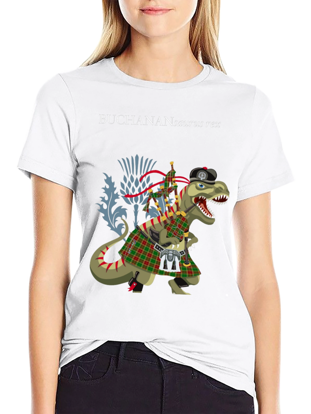 Buchanan T-Rex Scottish Kilt T-Shirt