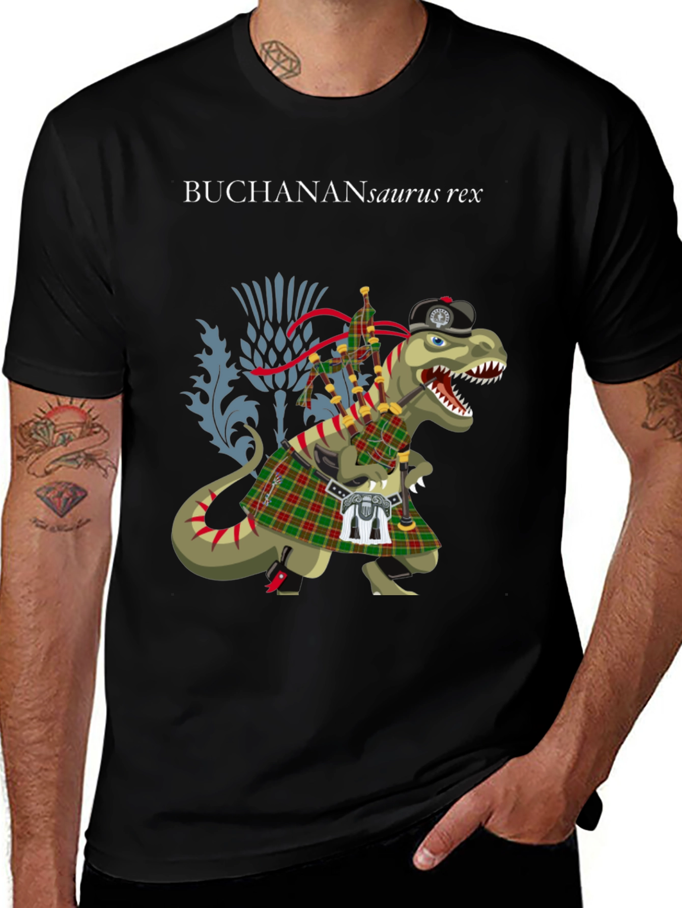 Buchanan T-Rex Scottish Kilt T-Shirt