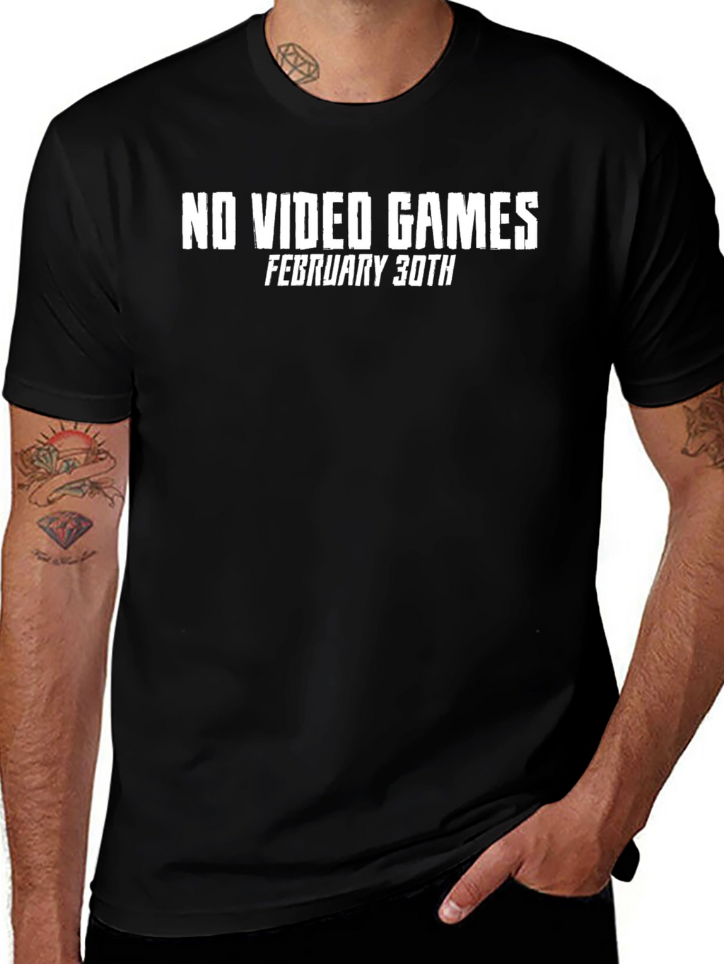 No Video Games February 30th Black T-Shirt