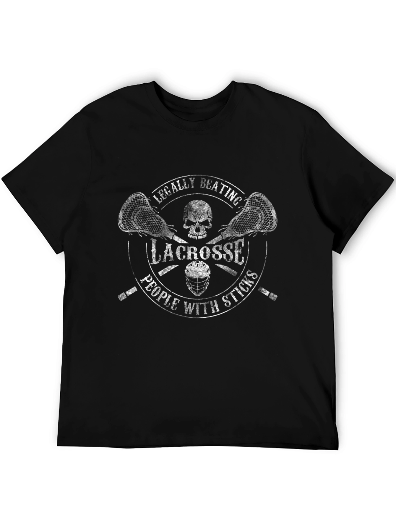 Lacrosse Sticks & Skull T-Shirt - Legally Beating People With Sticks