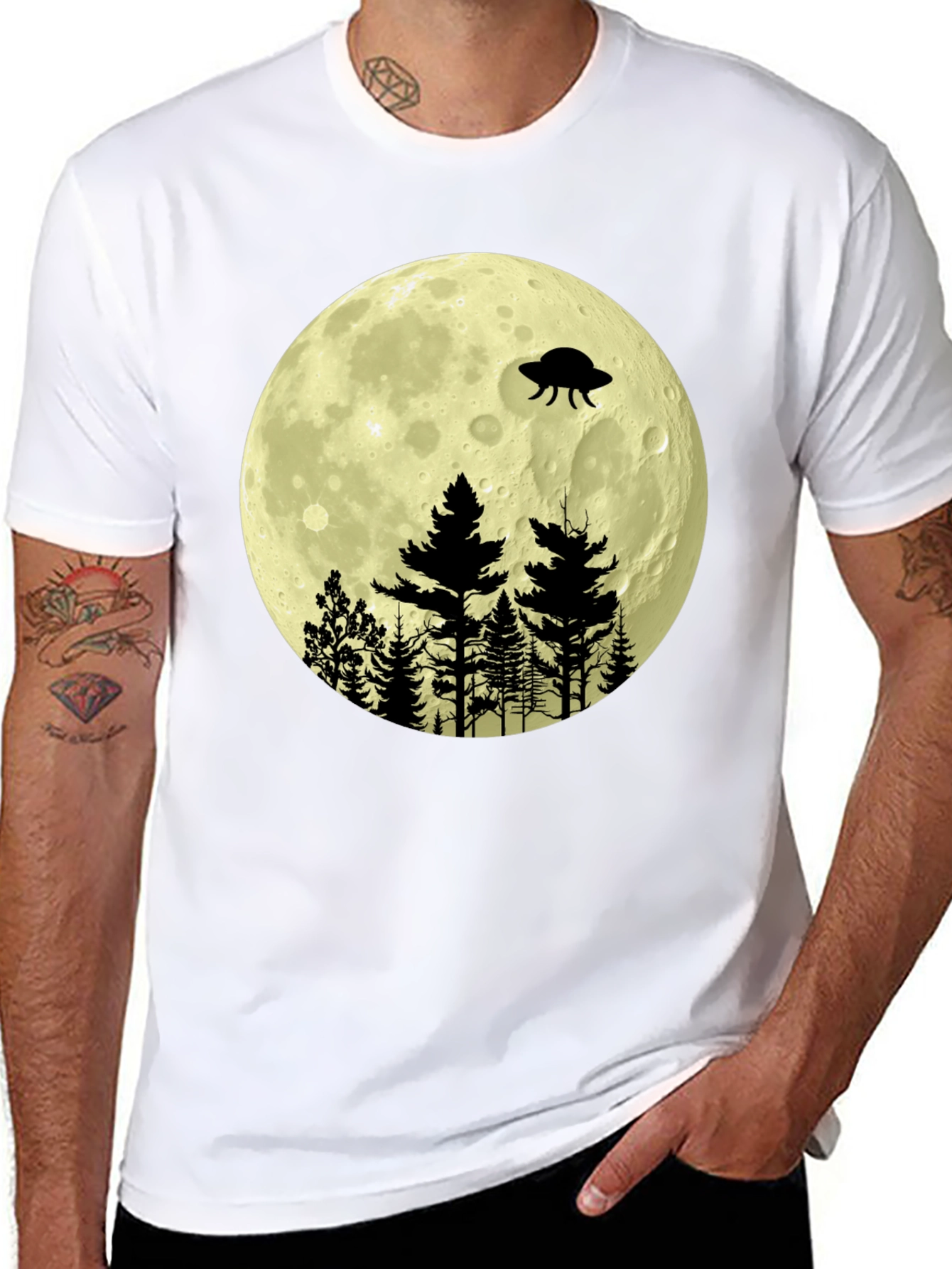UFO Moon Forest Graphic Tee