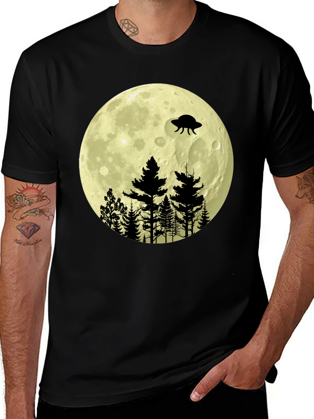 UFO Moon Forest Graphic Tee