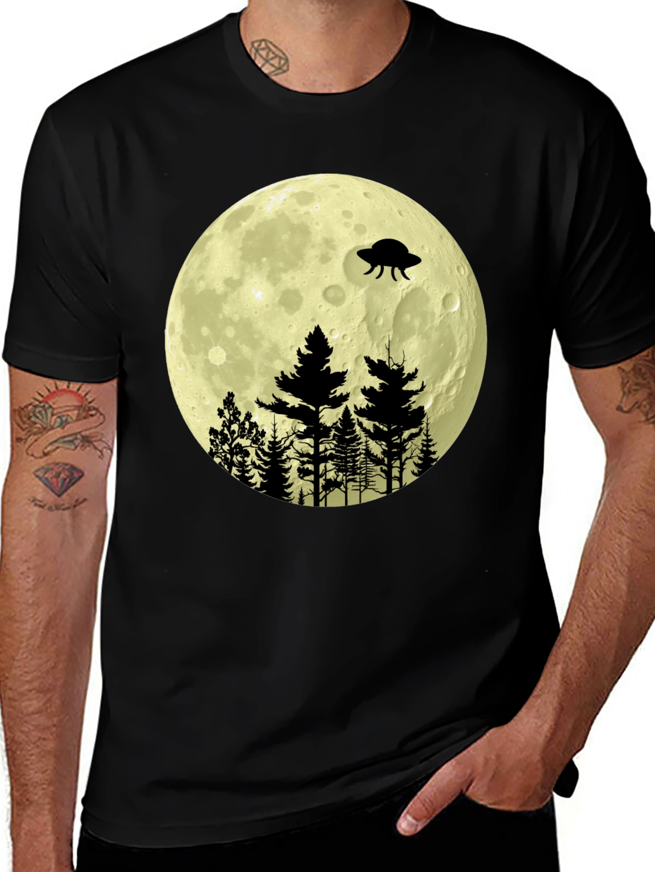 UFO Moon Forest Graphic Tee
