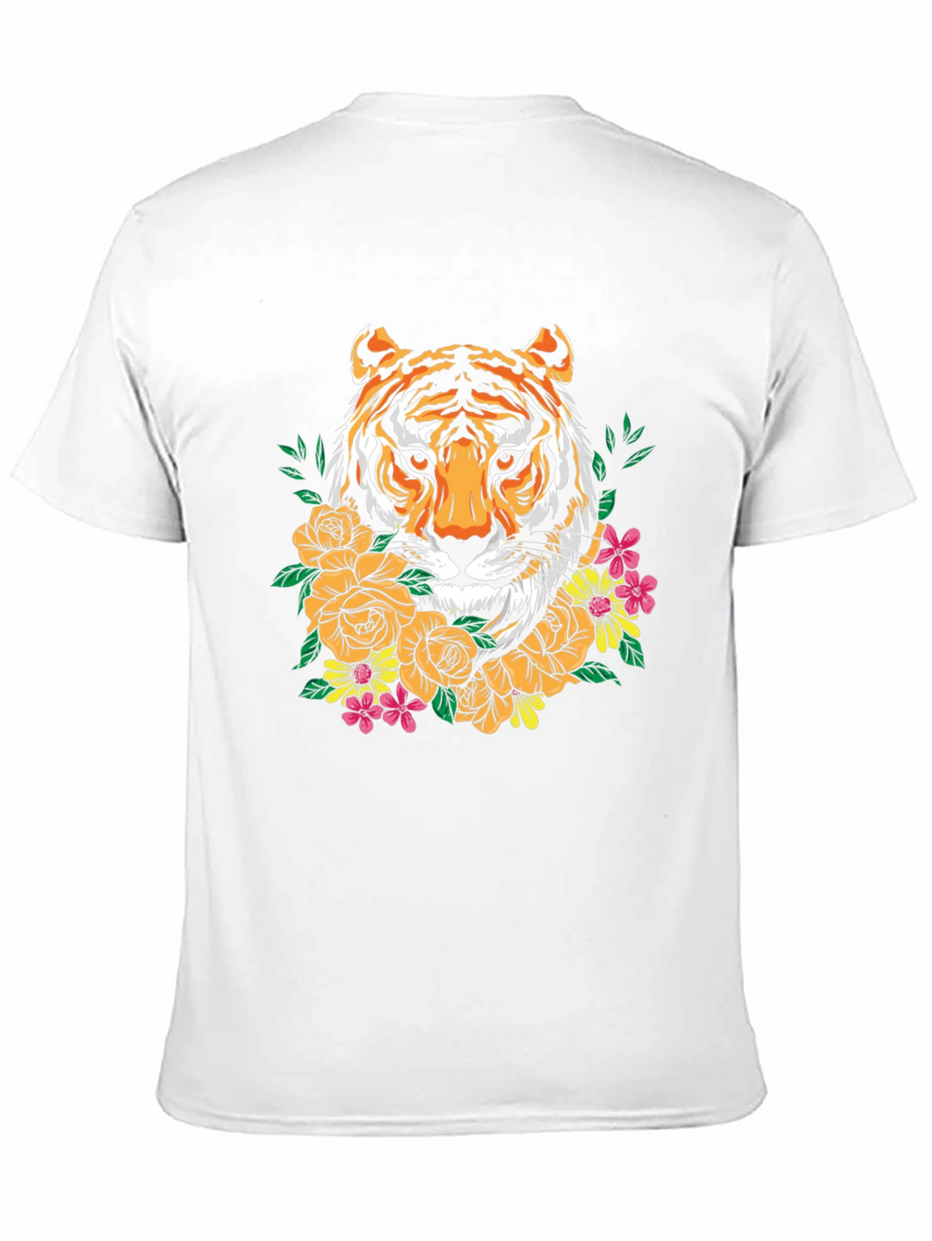 Tiger Floral Graphic Print Crew Neck T-Shirt