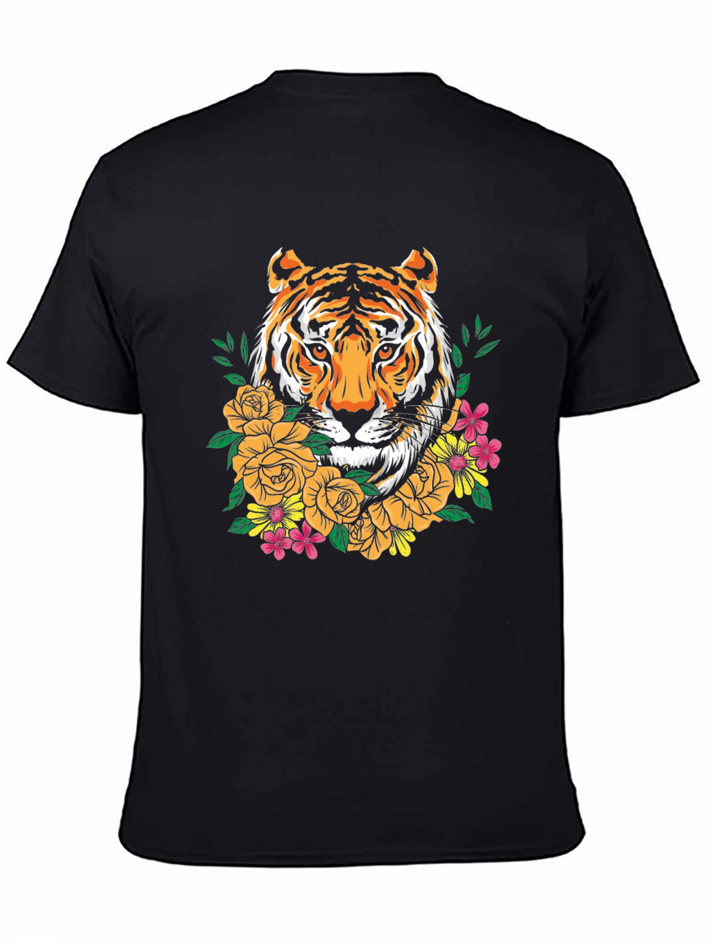 Tiger Floral Graphic Print Crew Neck T-Shirt