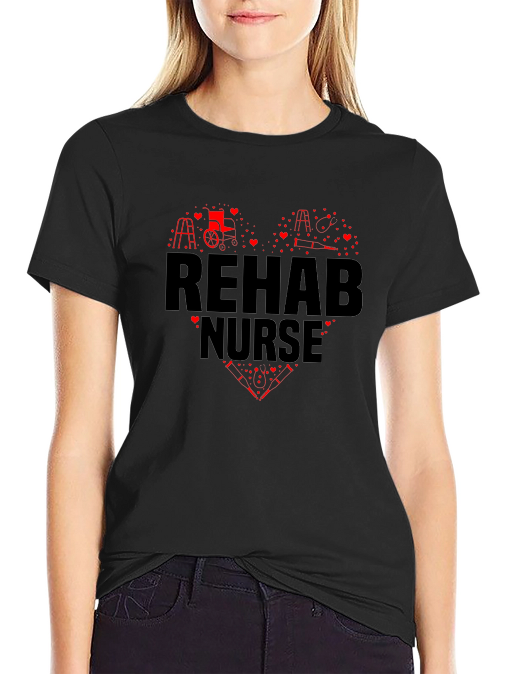 Rehab Nurse Heart Graphic T-Shirt