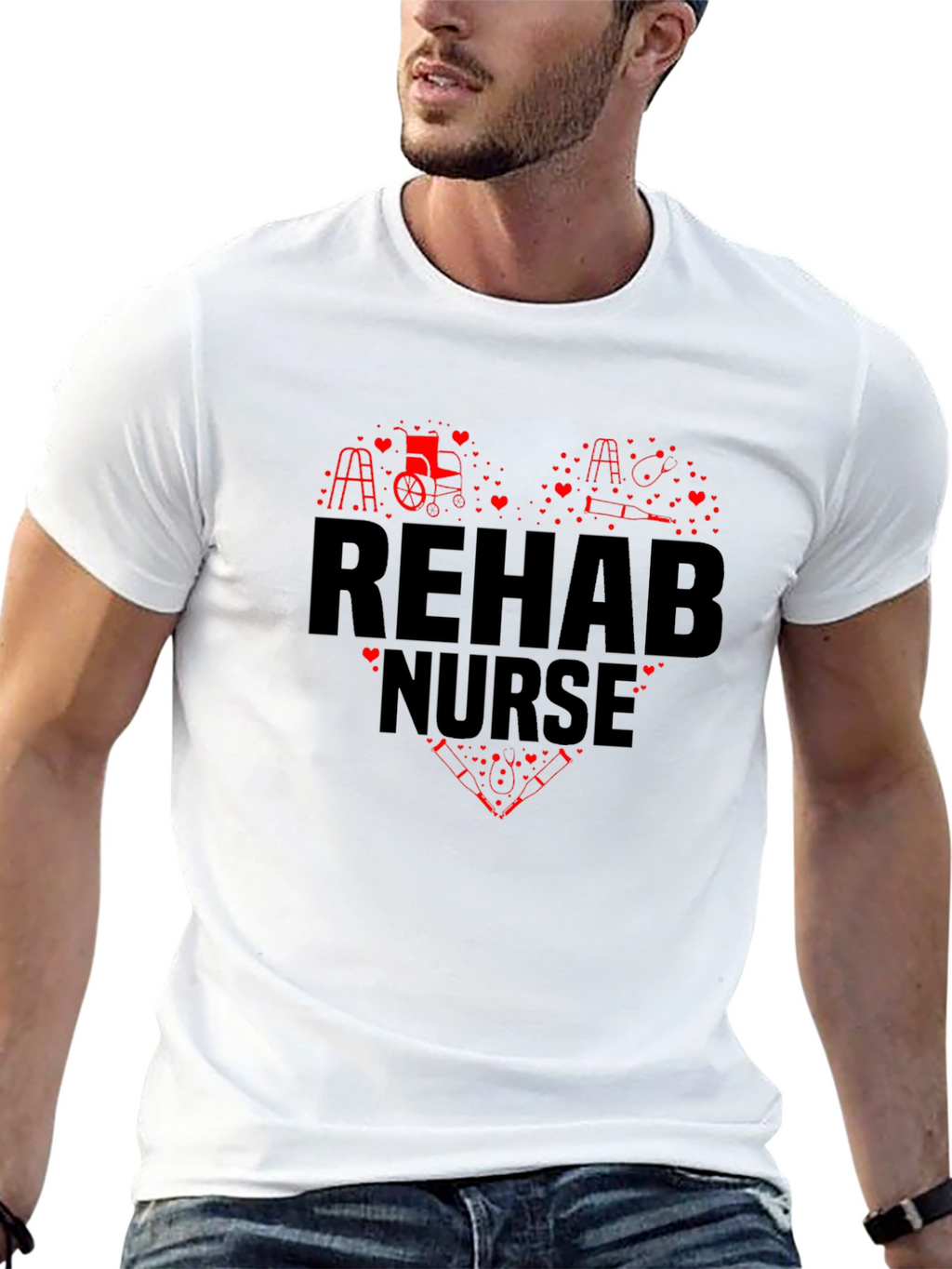 Rehab Nurse Heart Graphic T-Shirt