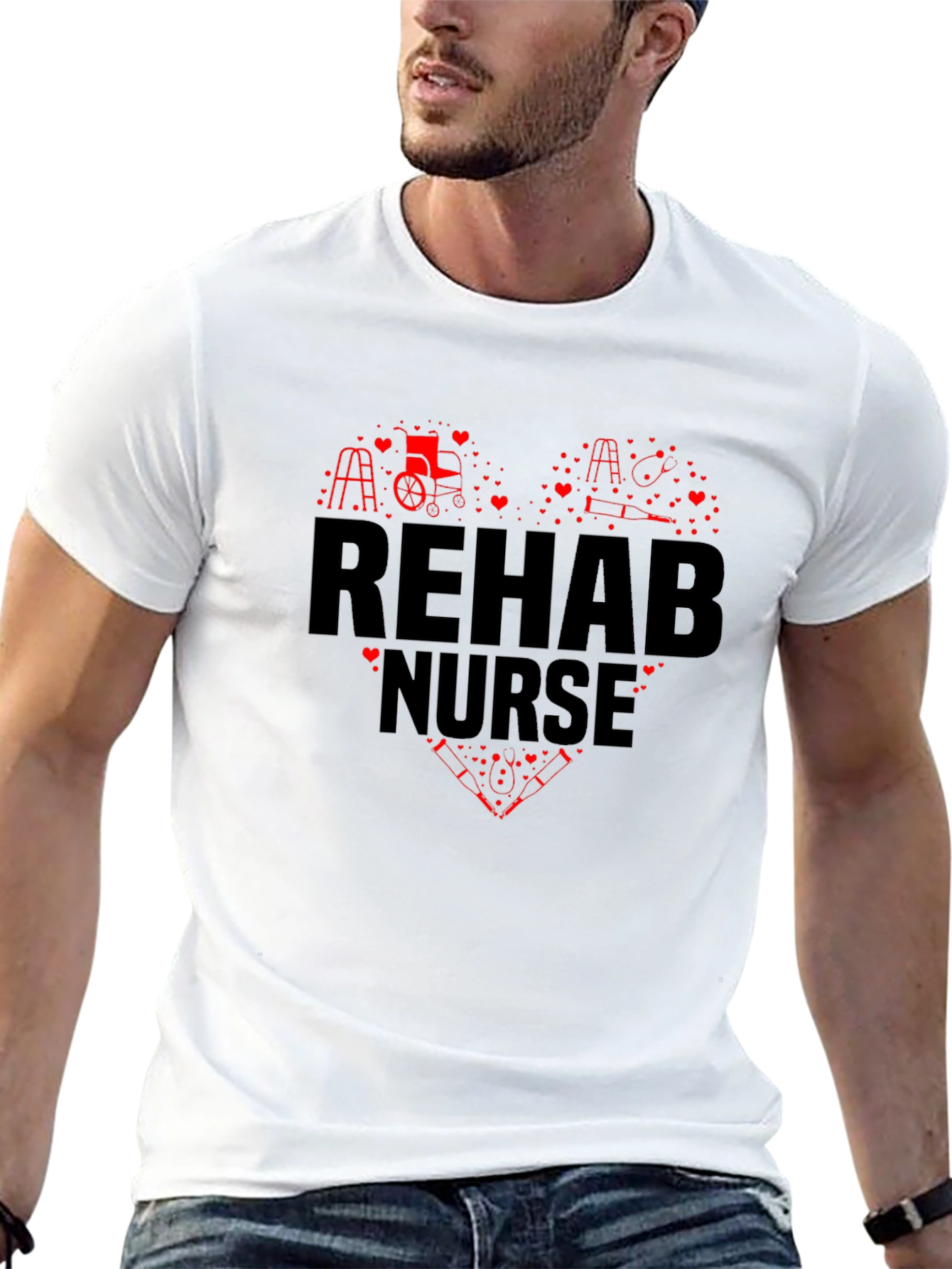Rehab Nurse Heart Graphic T-Shirt