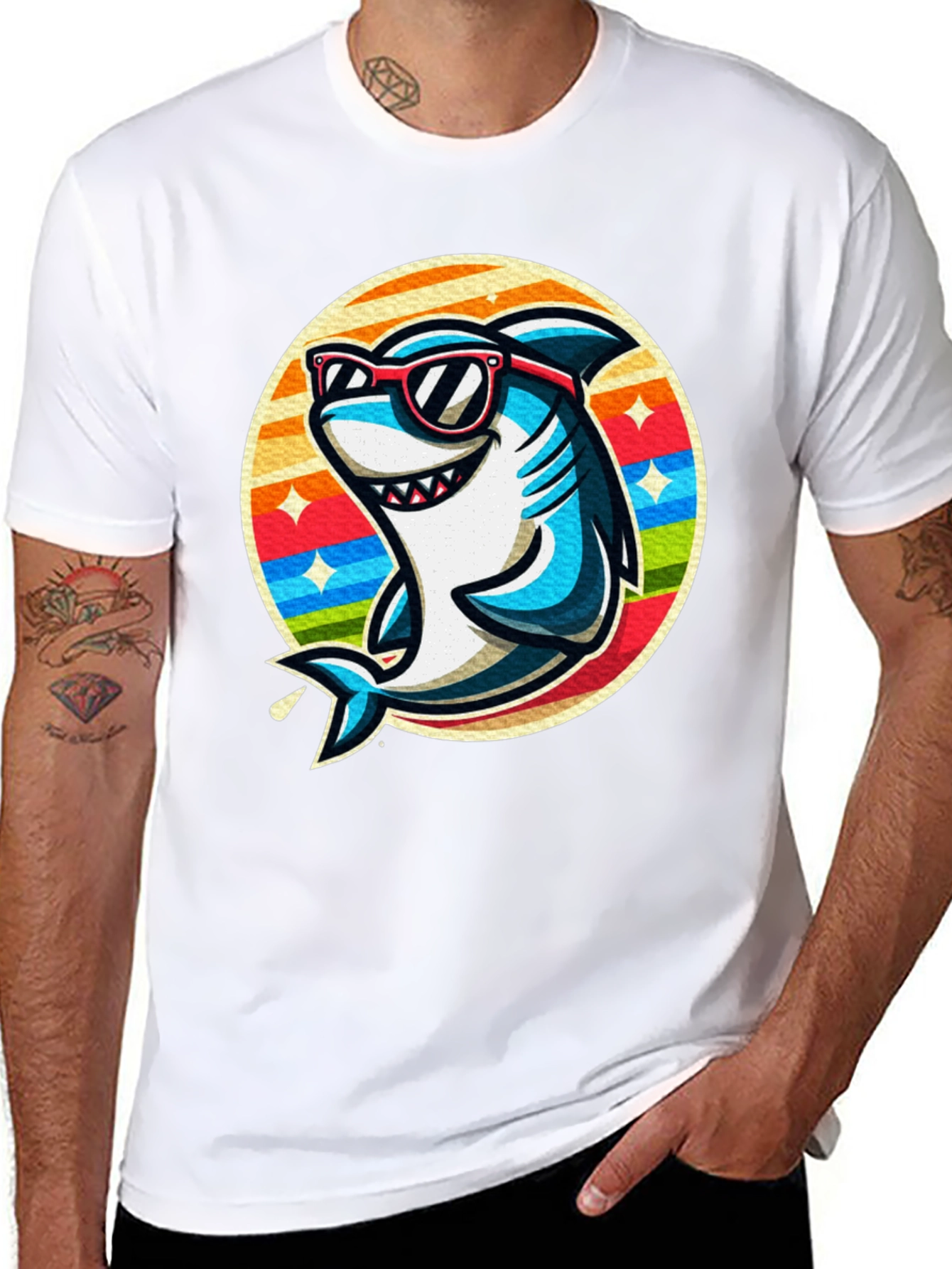 Cool Shark Graphic Tee - Retro Style