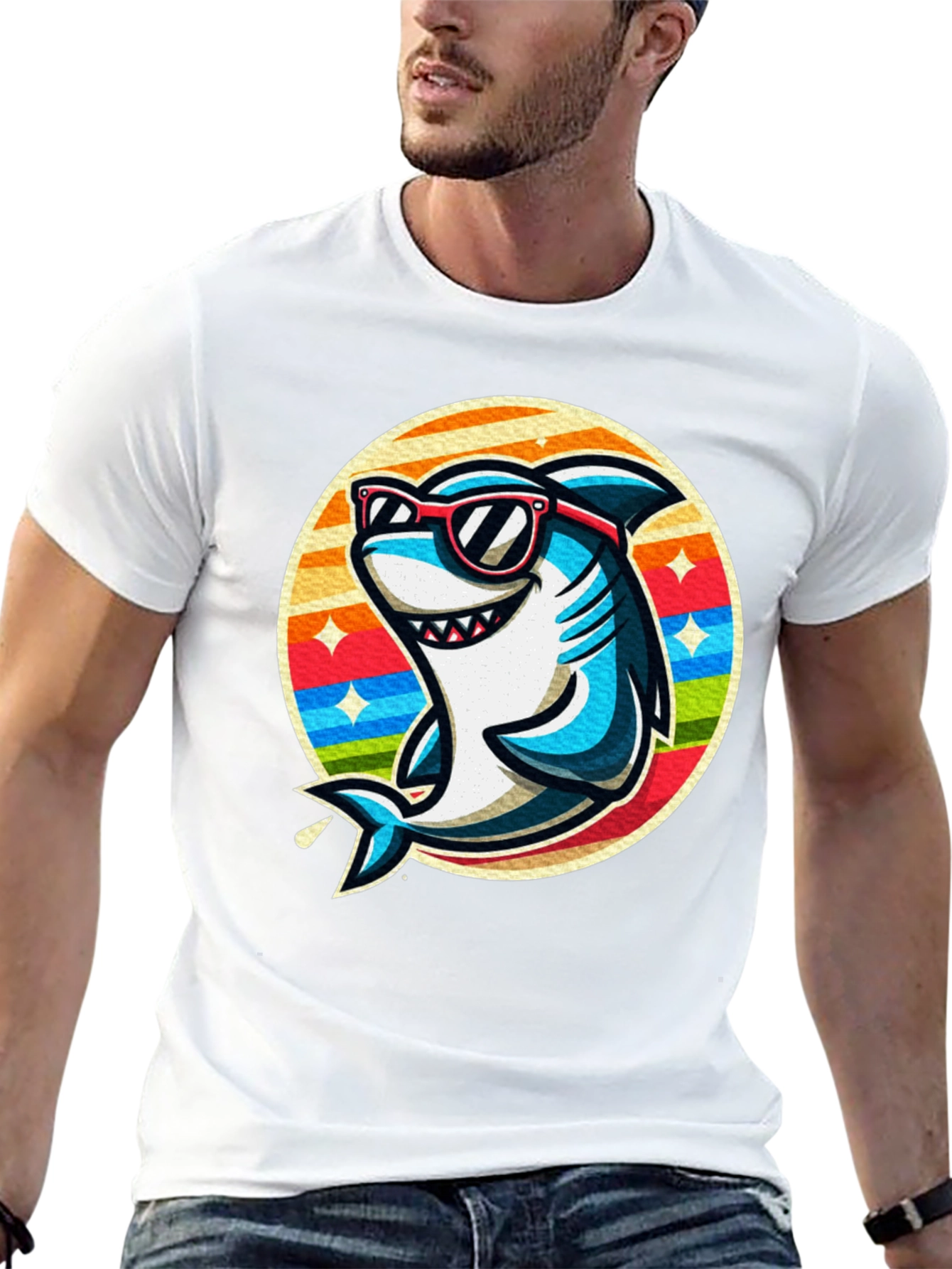 Cool Shark Graphic Tee - Retro Style