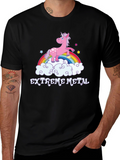 Extreme Metal Unicorn Rainbow Black T-Shirt
