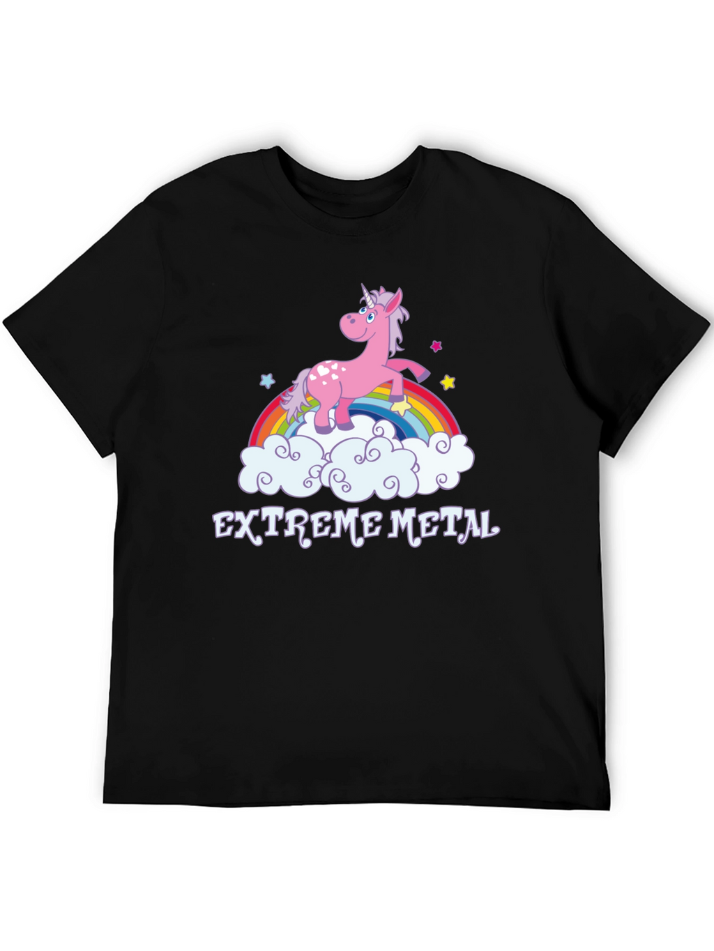 Extreme Metal Unicorn Rainbow Black T-Shirt