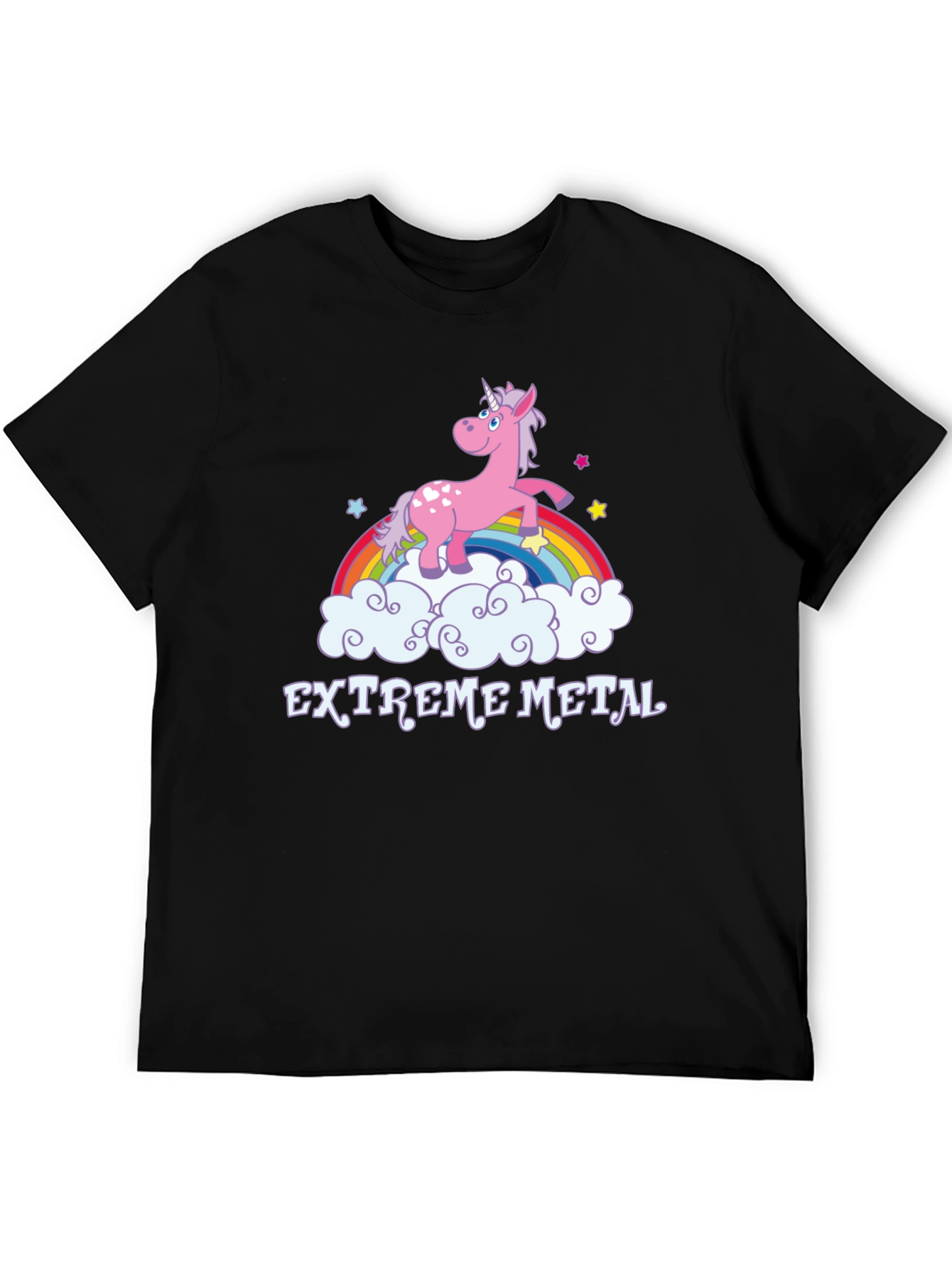 Extreme Metal Unicorn Rainbow Black T-Shirt